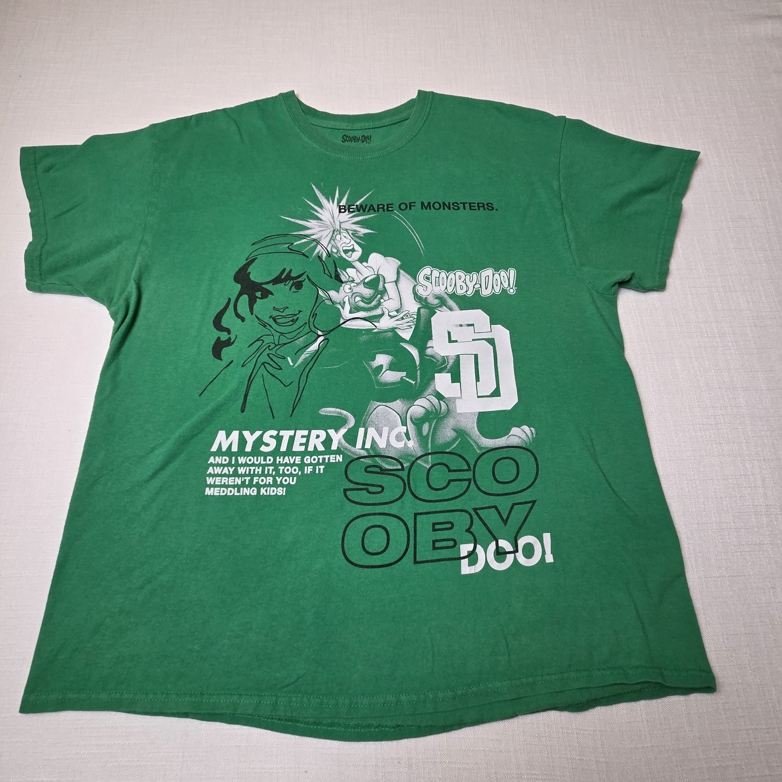 RARE Scooby-Doo! Green Graphic Print Crew Neck Short Sleeve T-Shirt Men XL