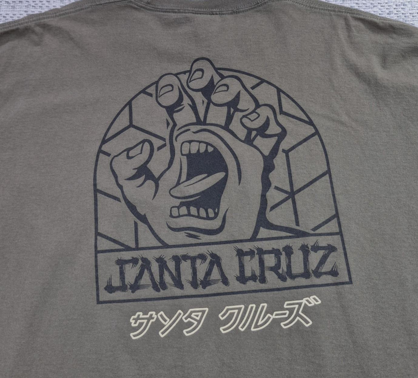 Santa Cruz Shirt Mens 2XL Green Screaming Hand Graphic Tee Skateboard Back Print