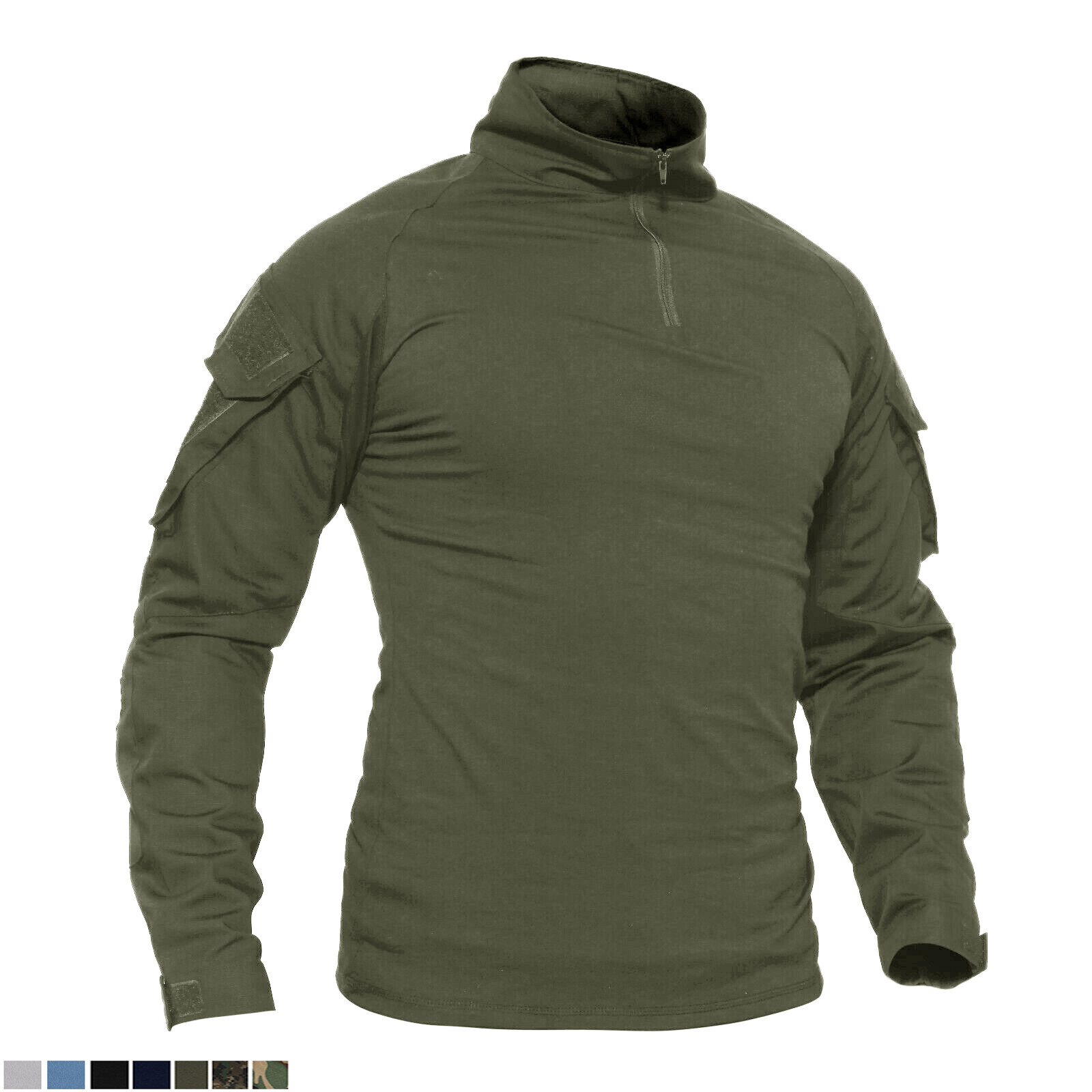 Mens Tactical T-Shirt Long Sleeve Casual Work Rip-Stop Outdoor Hiking Sport Tops