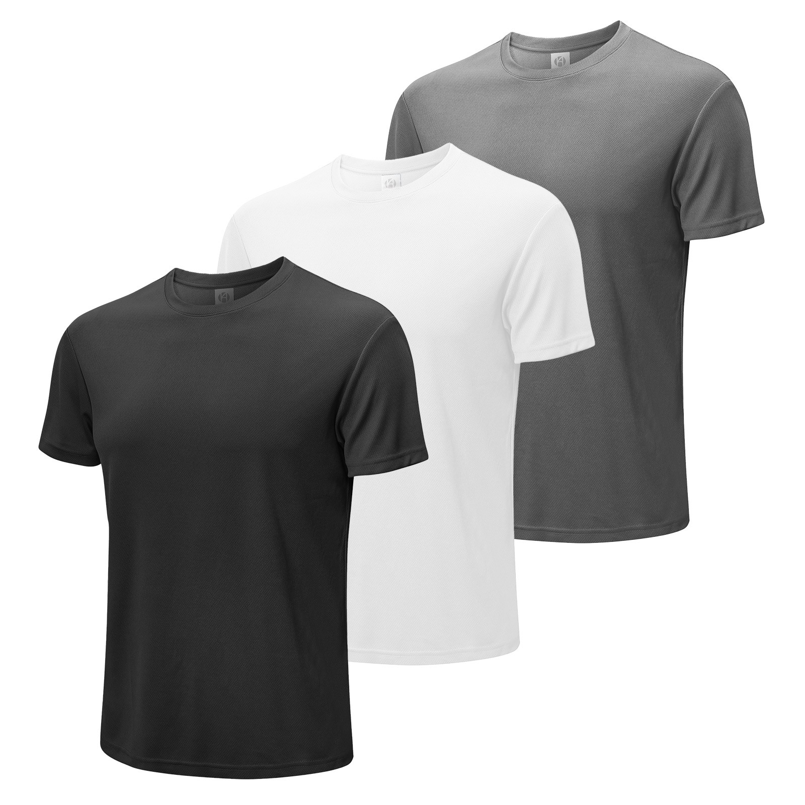 3Pc Men’s Short Sleeve Crew Neck Tee T-Shirts Solid Soft Comfort Quick Dry Cool