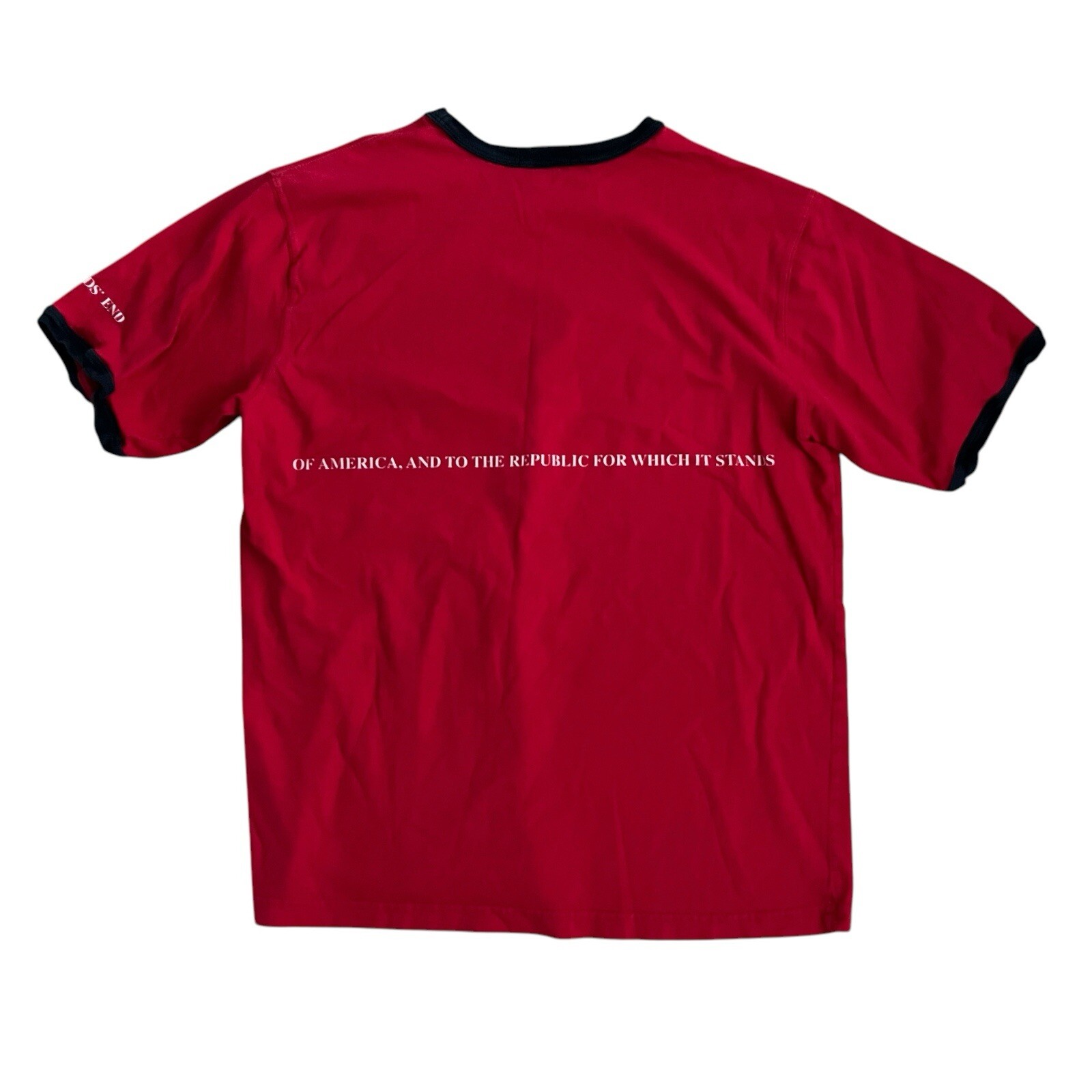 Lands’ End Mens T Shirt Xl USA Red Cotton Vintage Short Sleeve Crew Pledge VTG