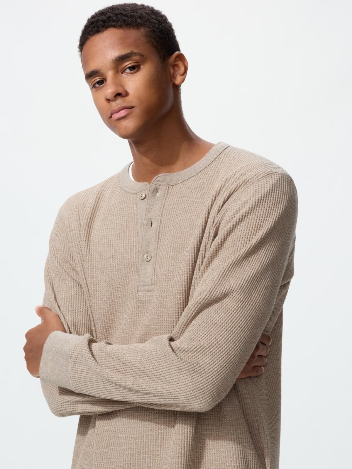 UNIQLO Waffle Henley Neck T-Shirt XS-4XL Men Regular Fit 482766 NWT