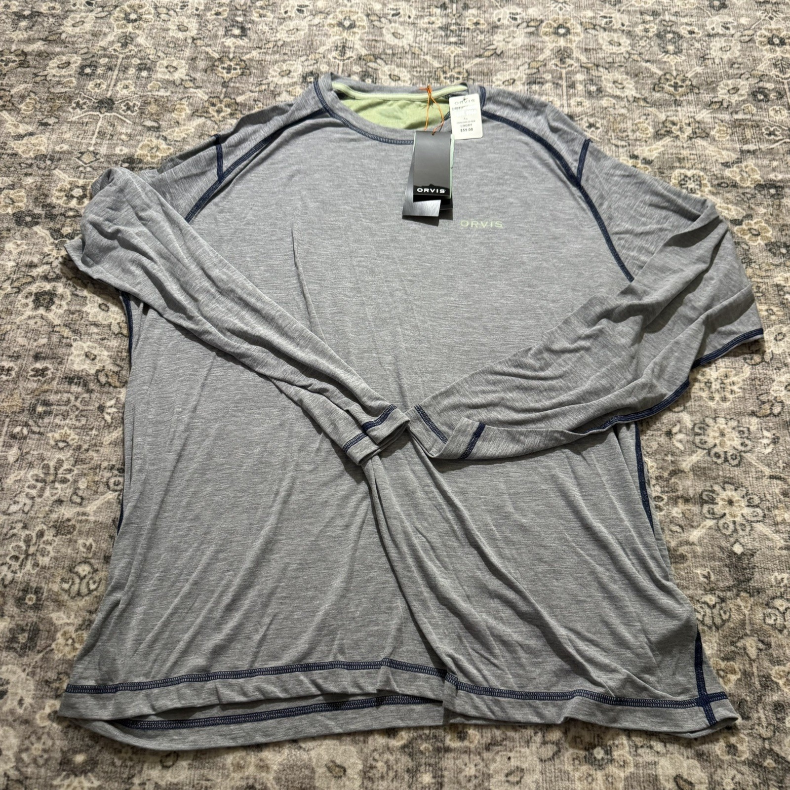 Orvis Dri Release T-Shirt Mens Long Sleeve Gray Size XL