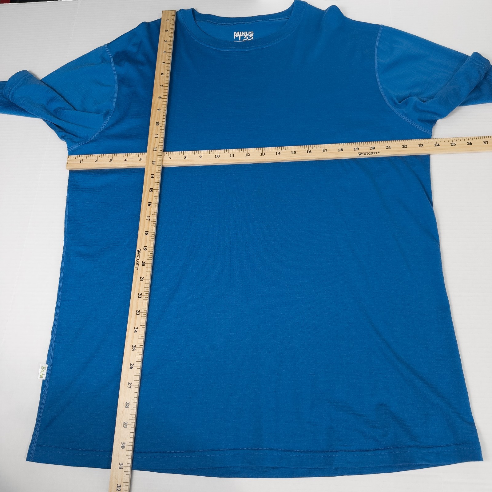 Minus33 Superfine Merino Wool Crew Neck T Shirt Mens XXL Blue Baselayer Hiking