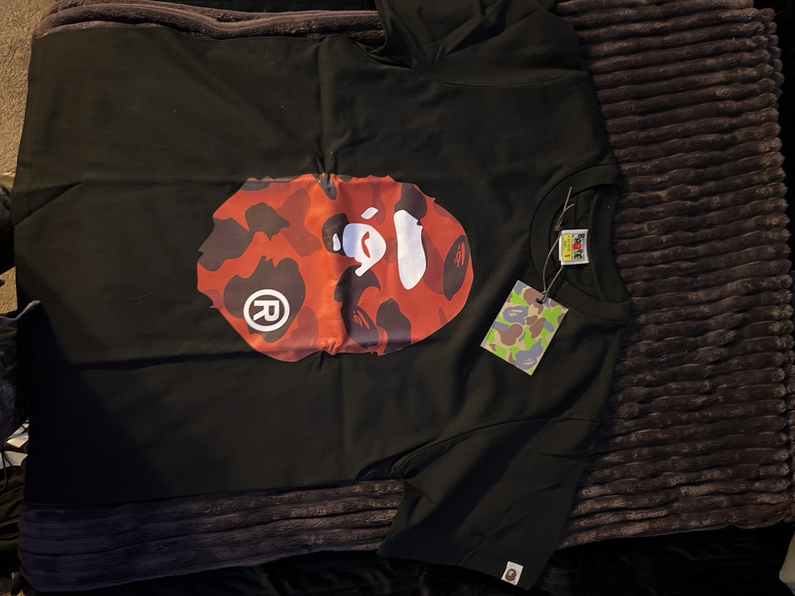 A Bathing Ape BAPE Black Ape Head Graphic Print Crew Neck T-Shirt Men’s S