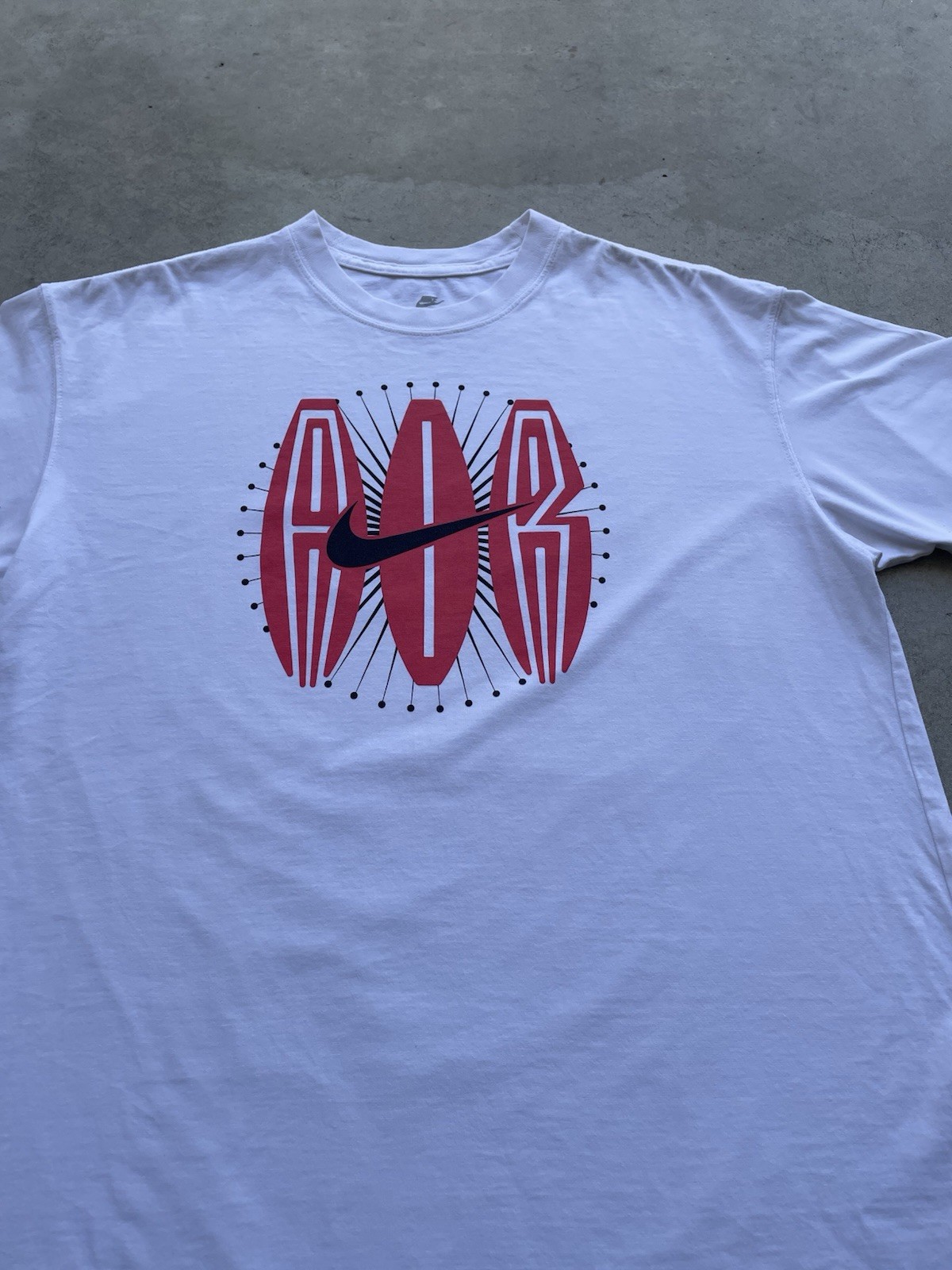 Nike Air Graphic Tee Shirt Mens Large White/Red With Swoosh Y2K