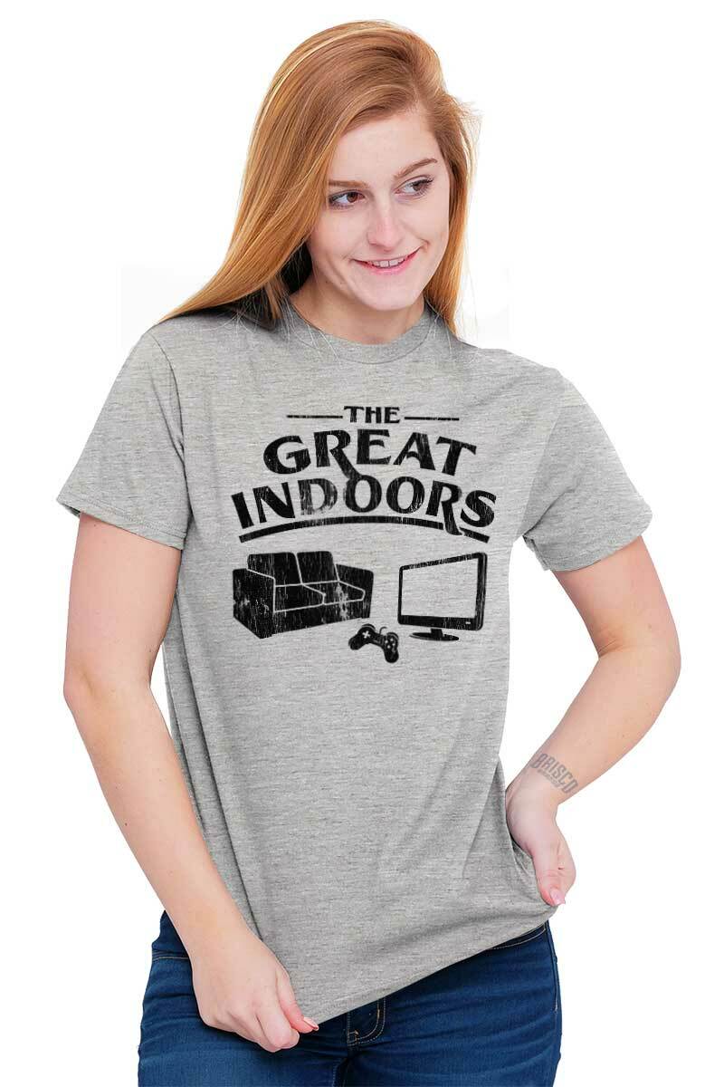 Funny Video Game The Great Indoors Introvert Mens Casual Crewneck T Shirts Tees