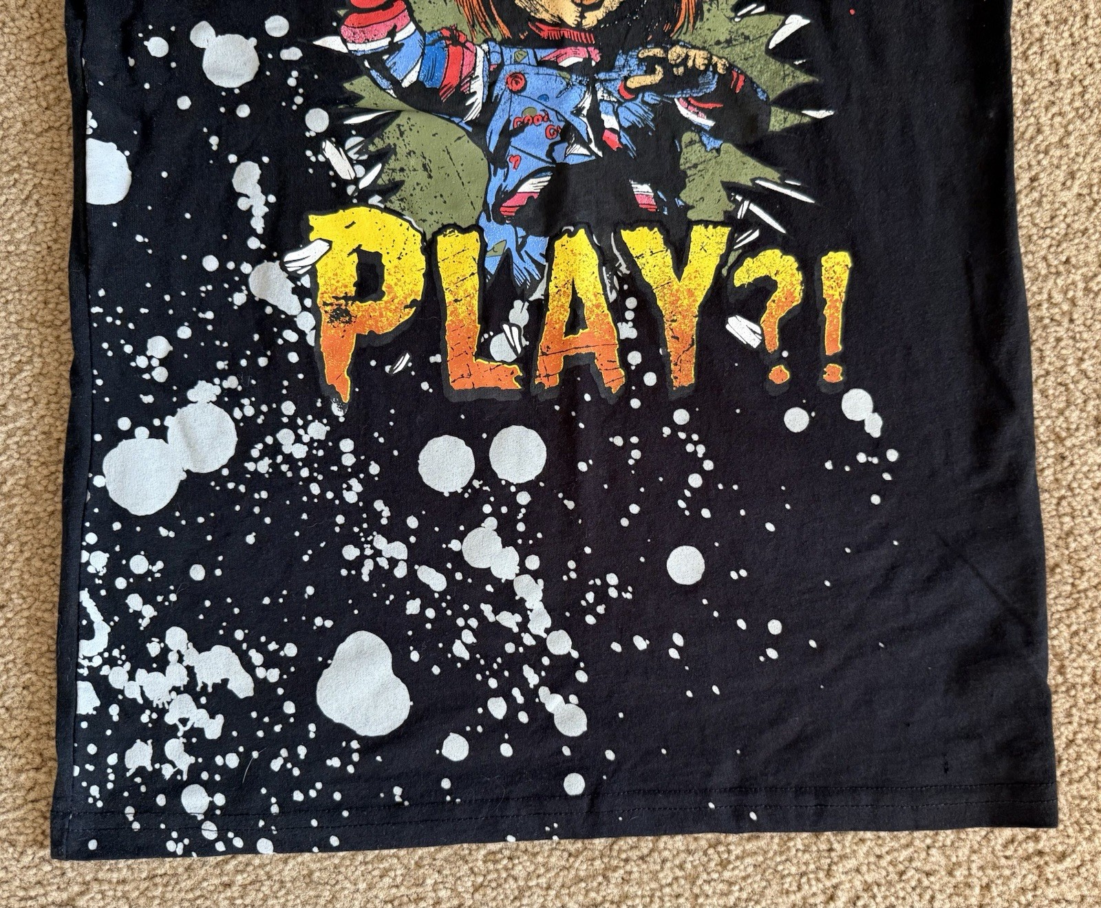 Child’s Play Chucky “Wanna Play?!” Licensed T Shirt Size Small Black