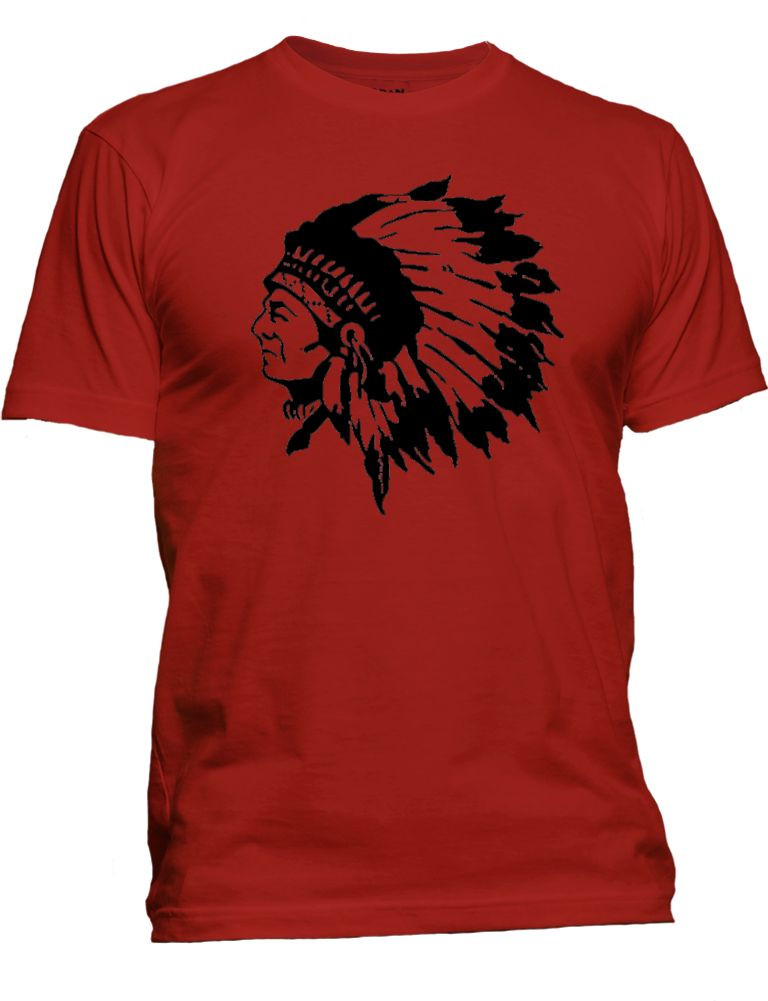 New Men’s Black Hawk Indian Chief T-Shirt Native American Athletic Sports Tee