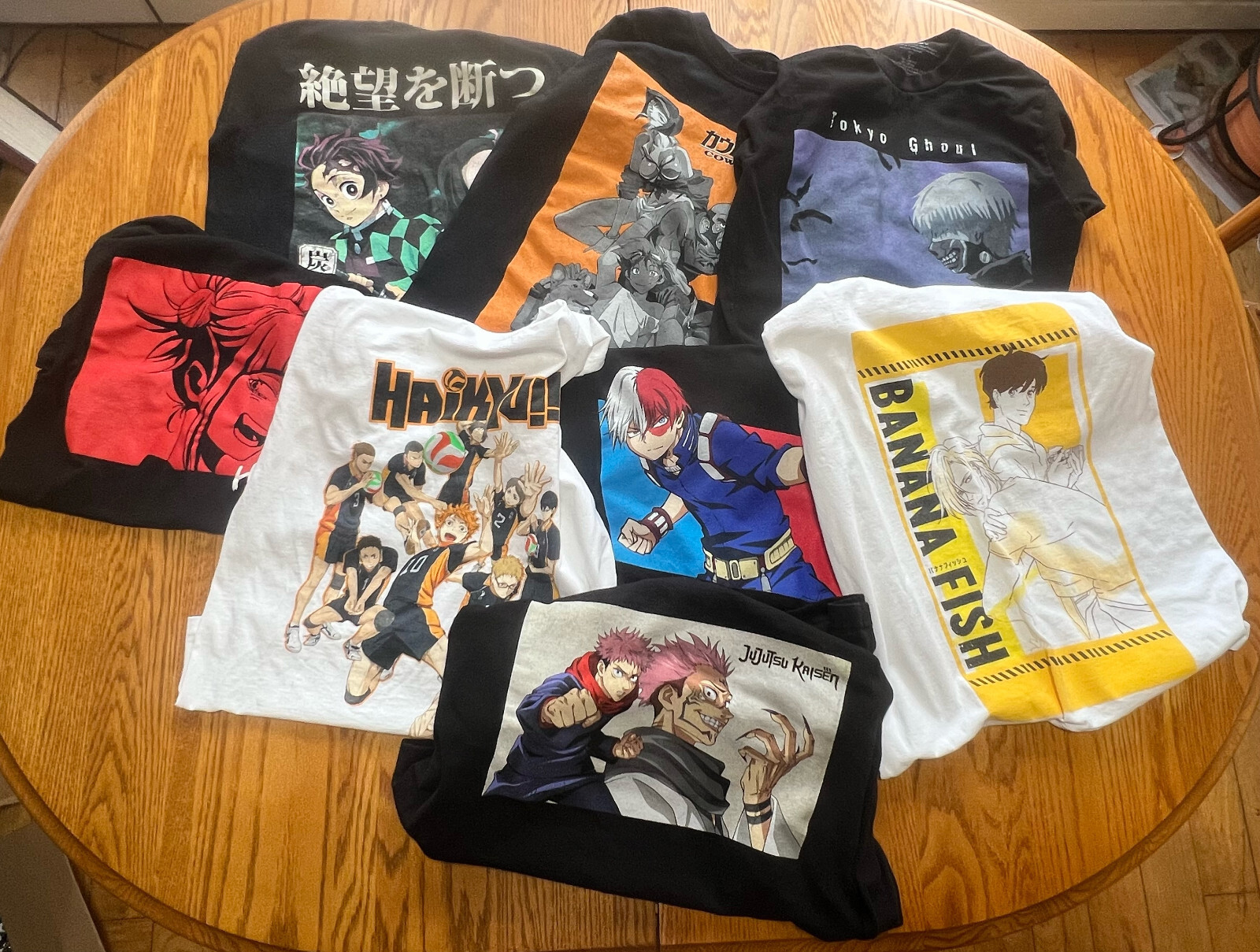 8 Anime Shirts – Pre-Owned, Good Condition – Sizes Vary (XS – L)