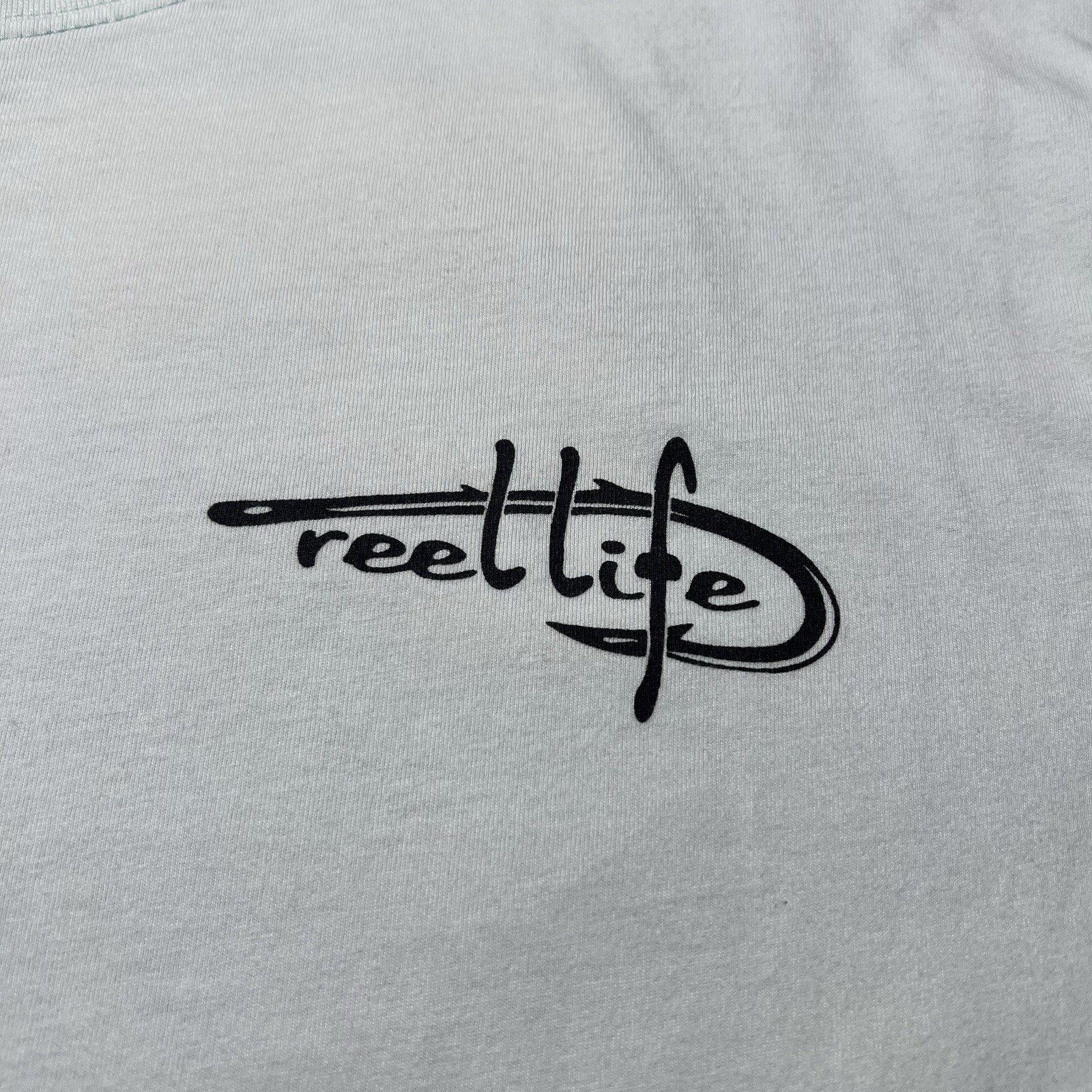 Reel Life Fishing T Shirt Mens XL Blue Wave Sunset Logo Graphic Outdoor
