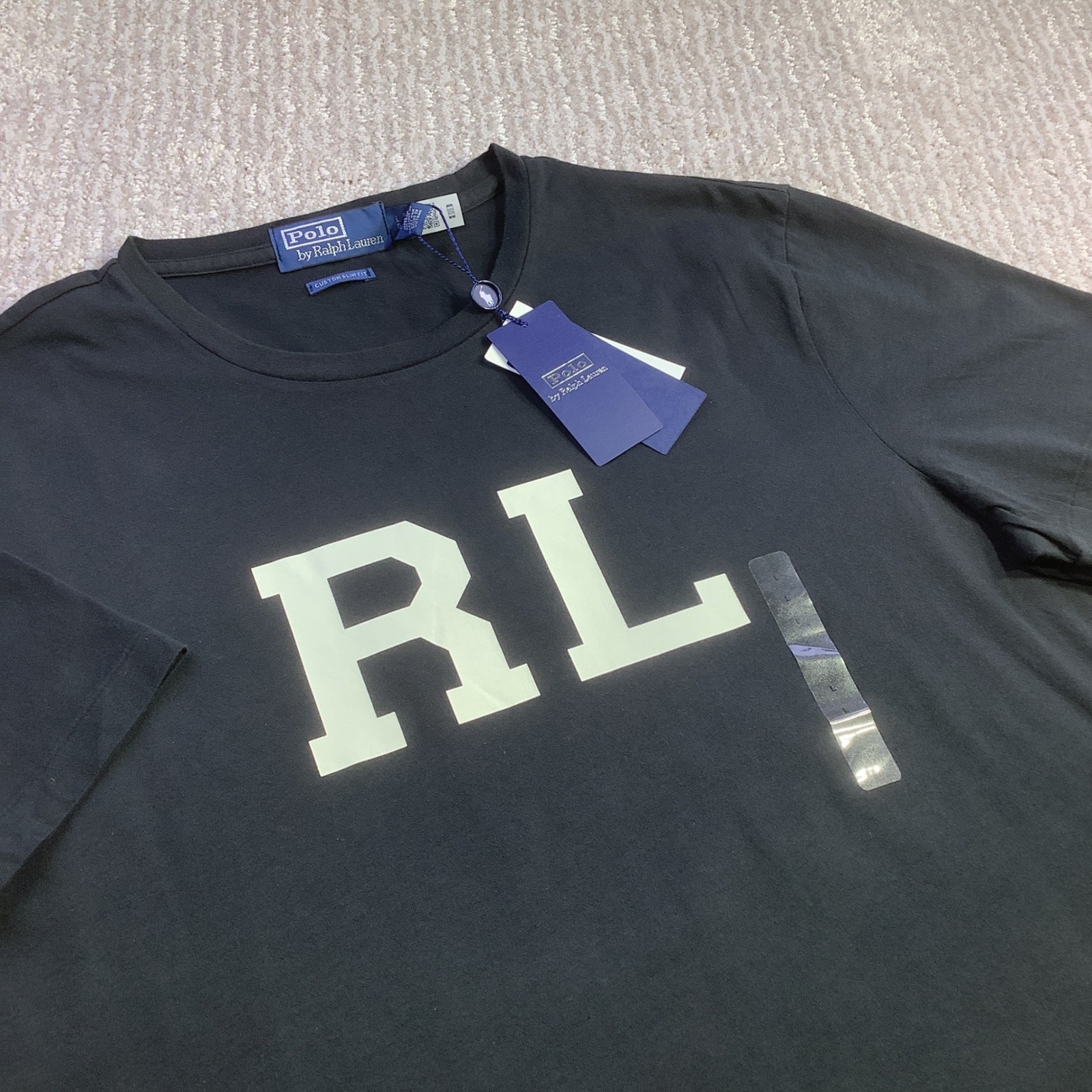Polo Ralph Lauren Mens Custom Slim Fit RL Graphic T-Shirt Black Size L NWT