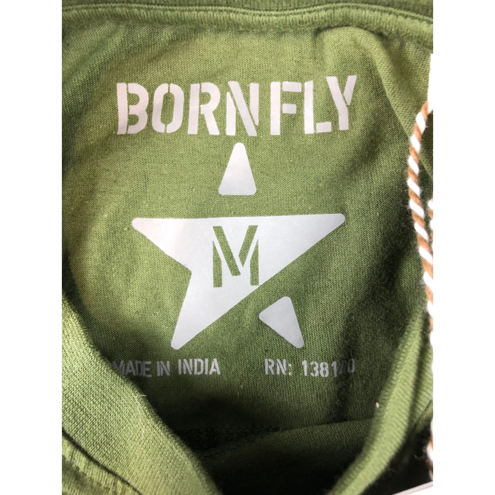 BORN FLY Olive Green Graphic Print Tee Shirt Mens Size Medium NEW NWT