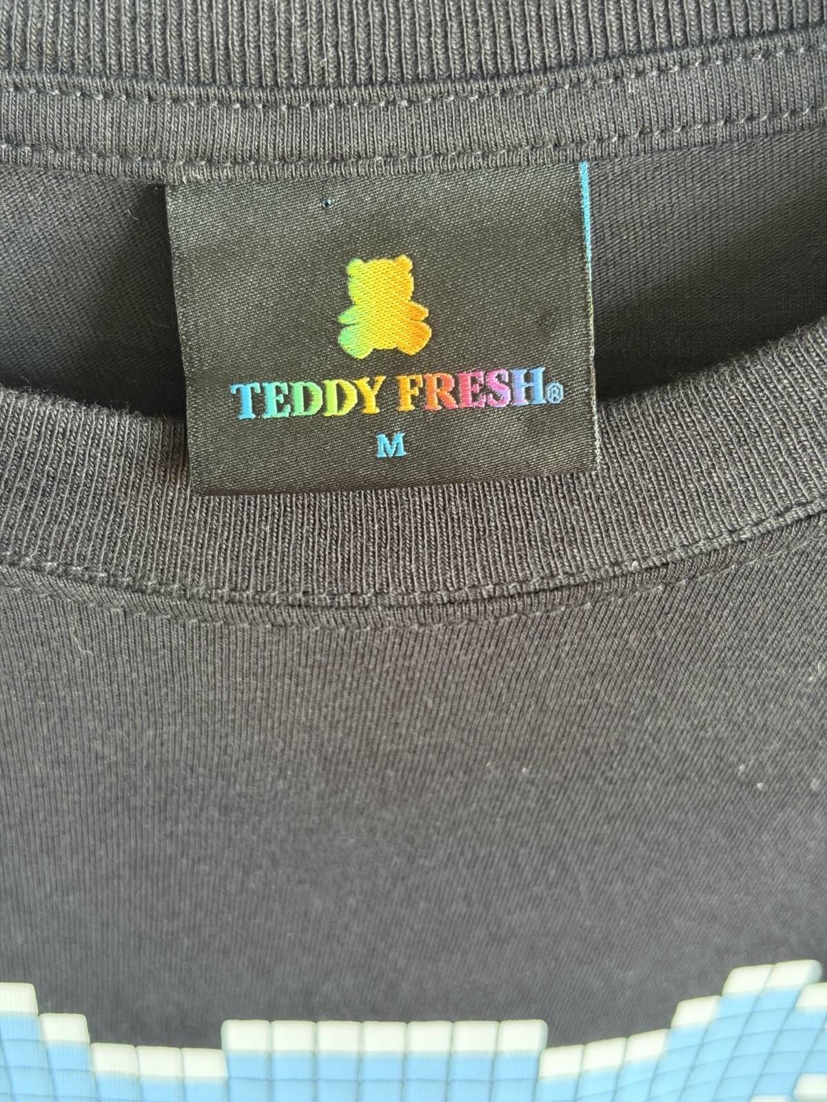 Teddy Fresh Pixel Teddy Long Sleeve T-Shirt – Black – Size Medium – Rare