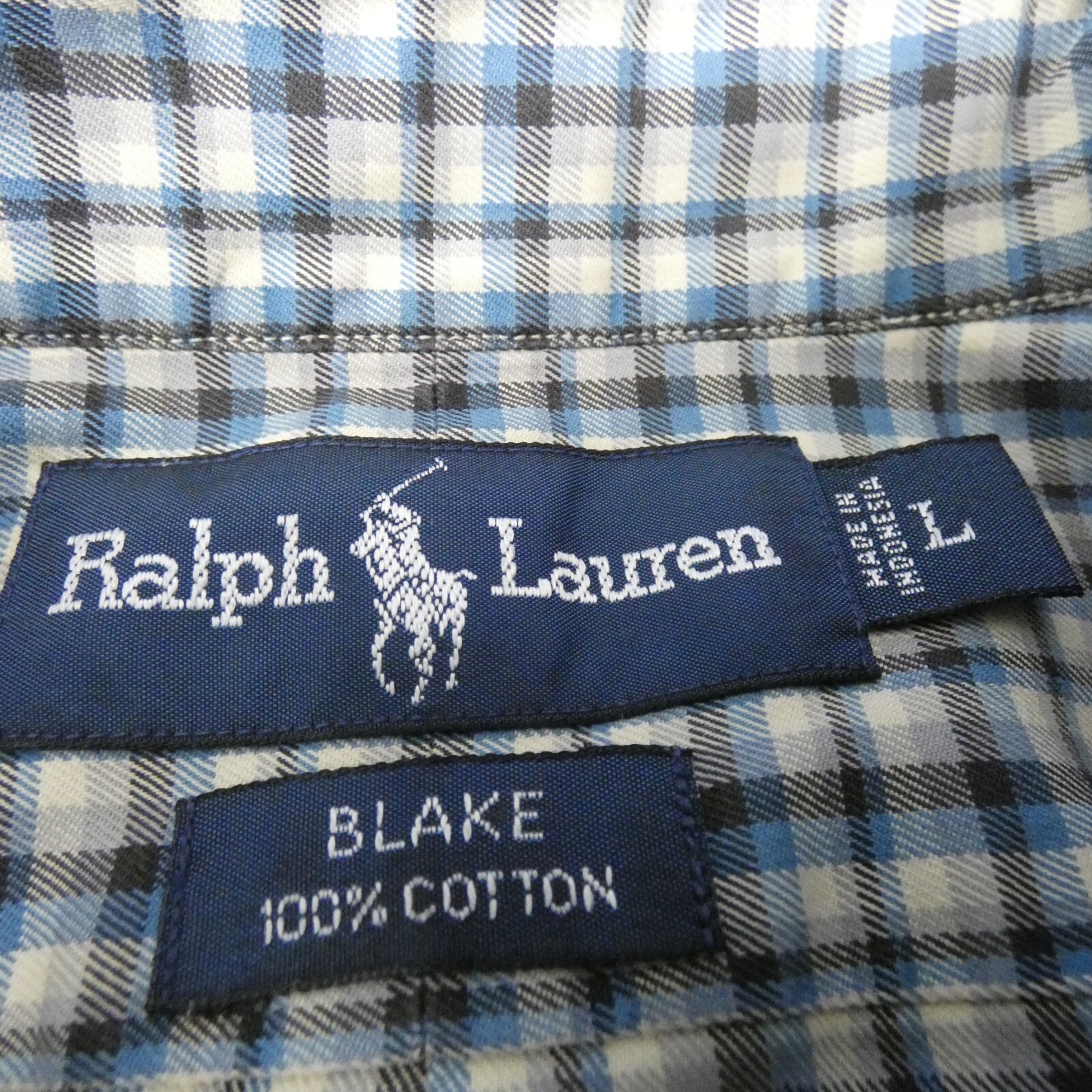 Ralph Lauren Mens Shirt Checked Cotton Flannel Designer Blake Vintage Size L