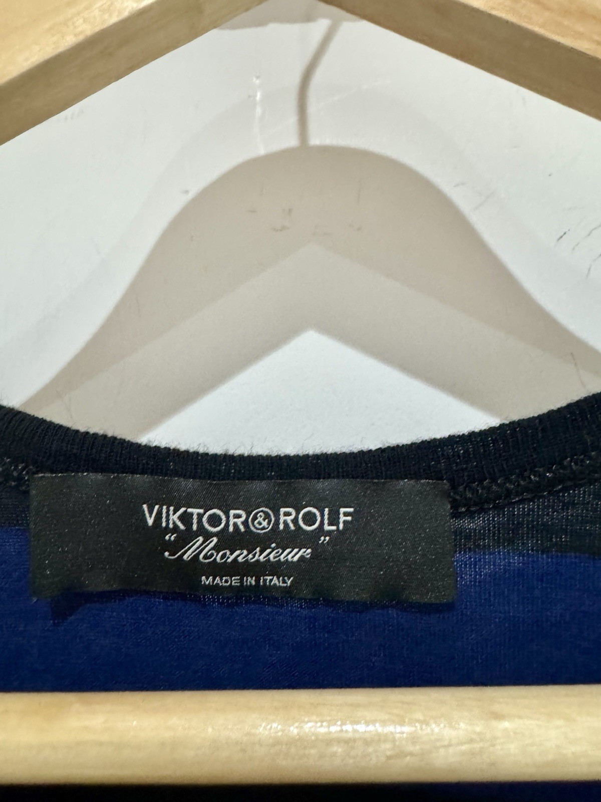 Viktor & Rolf Monsieur Men’s Black Blue Striped Hem Logo Jersey Tank Vest Top 48