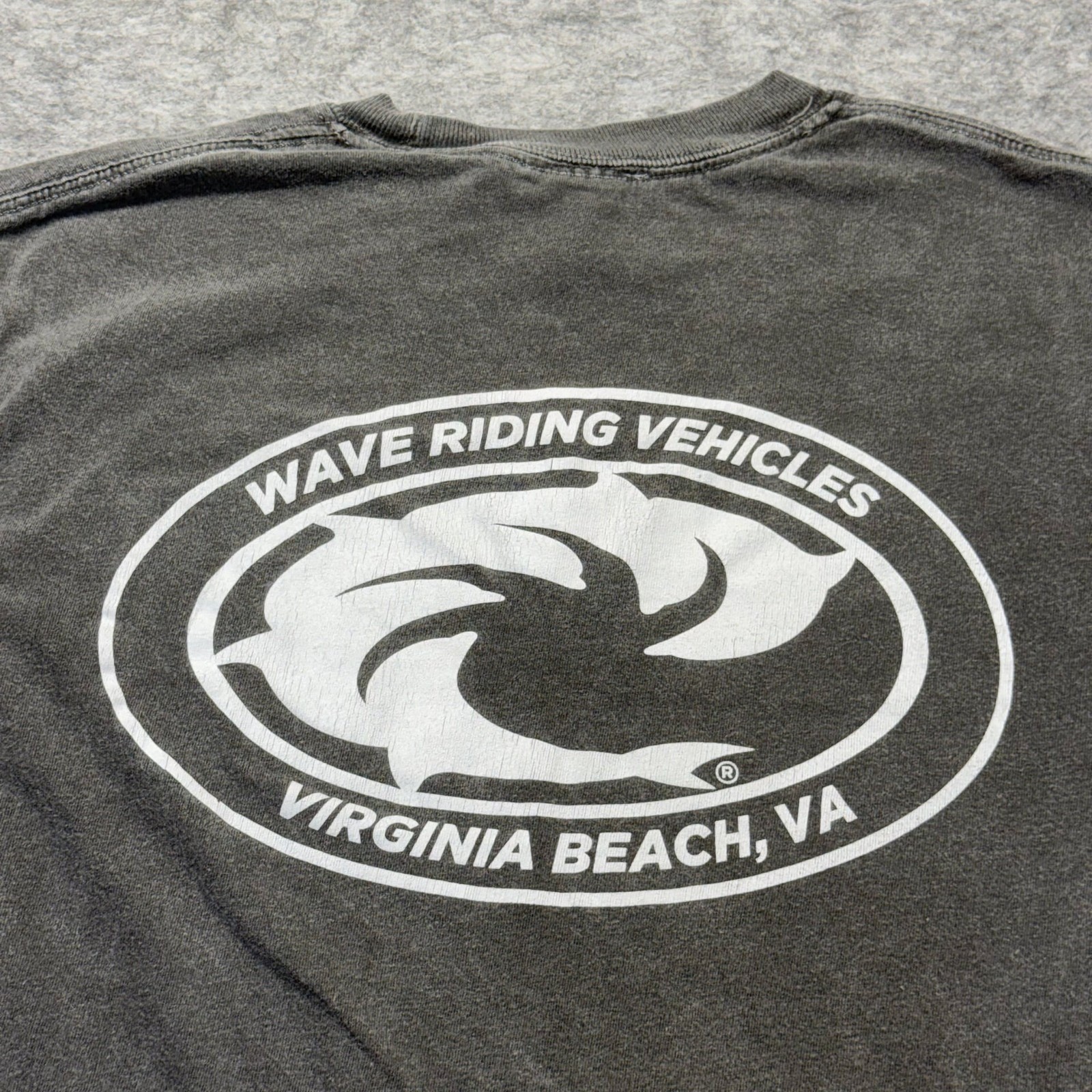 WRV T-Shirt Mens Small Charcoal Grey Cotton Virginia Beach Surf Graphic Tee