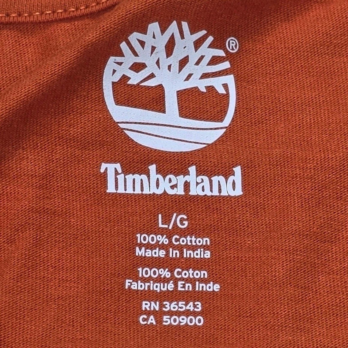 Timberland T-Shirt Men’s Size Large Orange Since 1973 Graphic 100% Cotton New