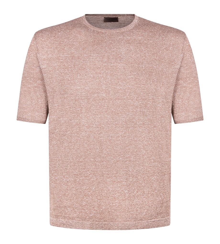 STILE LATINO t-shirt linen cotton EU 48 US 38 light brown melange normal fit