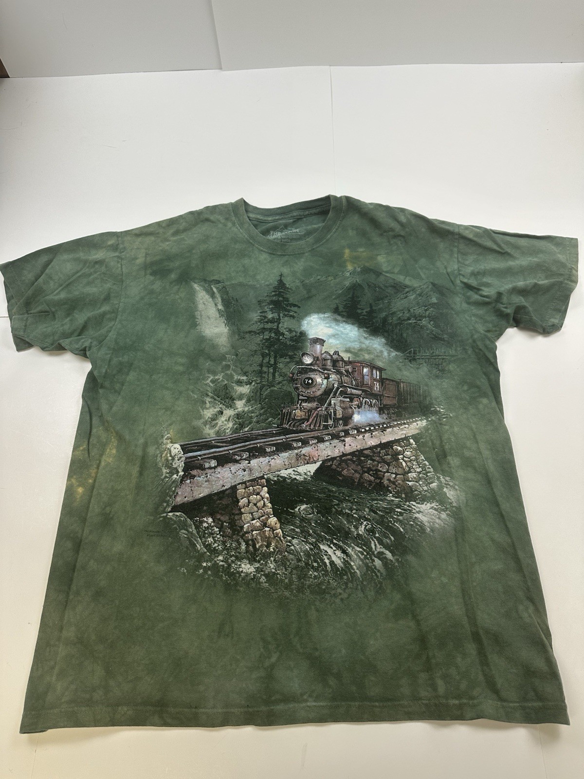 Vintage 2007 THE MOUNTAIN TIE-DYE STEAM TRAIN T-Shirt XL locomotive Y2K