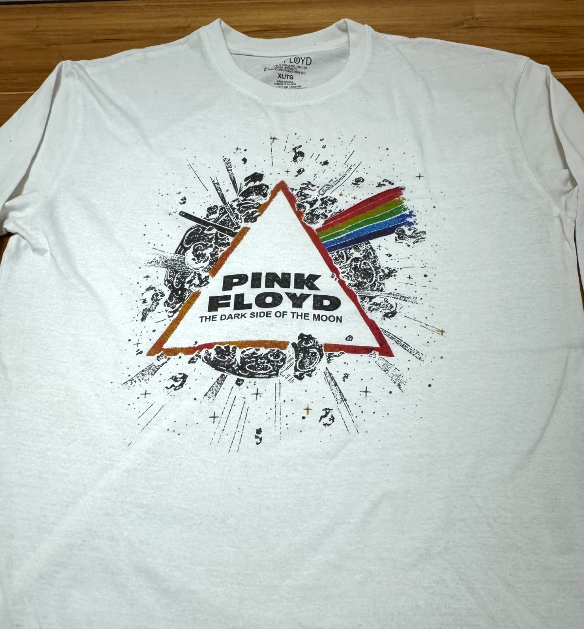 Pink Floyd Dark Side of The Moon Long Sleeve Shirt Mens XL White Band Graphic