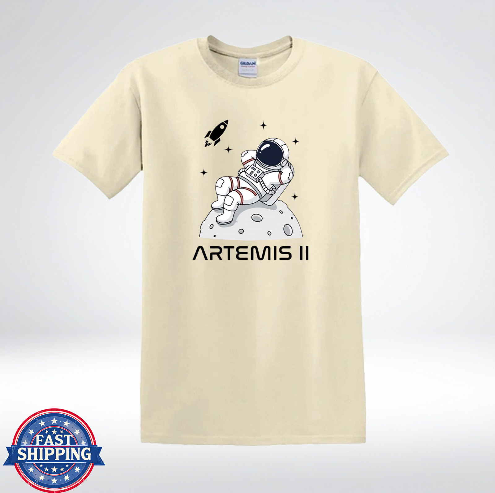 Artemis II Astronaut On Moon Funny Space Relax Graphic T-Shirt