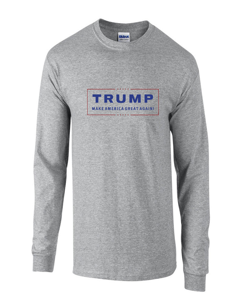 Trump Make America Great Again Red Blue Logo Sport Gray Long Sleeve T-Shirt