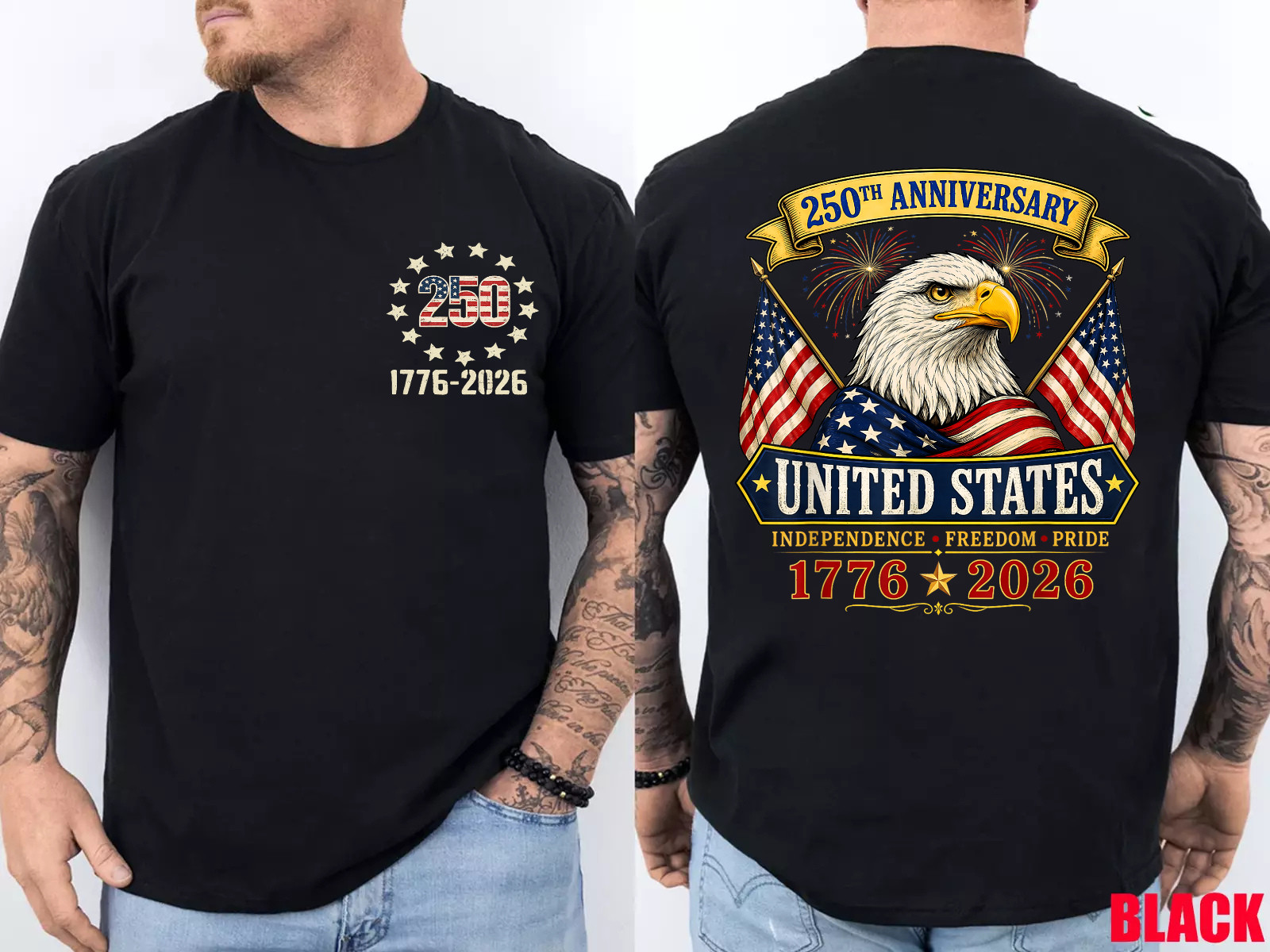 250 Anniversary USA 4th of July Patriotic 250 Years American (2-SIDES) T-Shirt