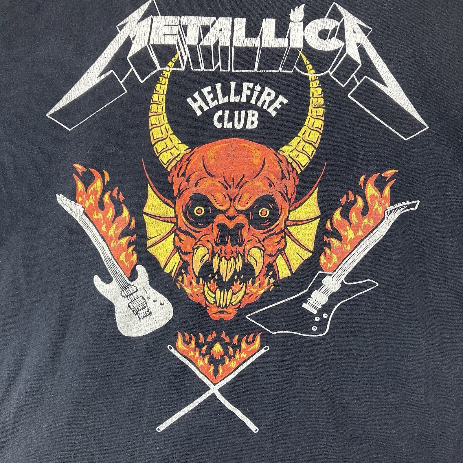 Stranger Things X Metallica Size M 100% Cotton Black Shirt Hellfire Club