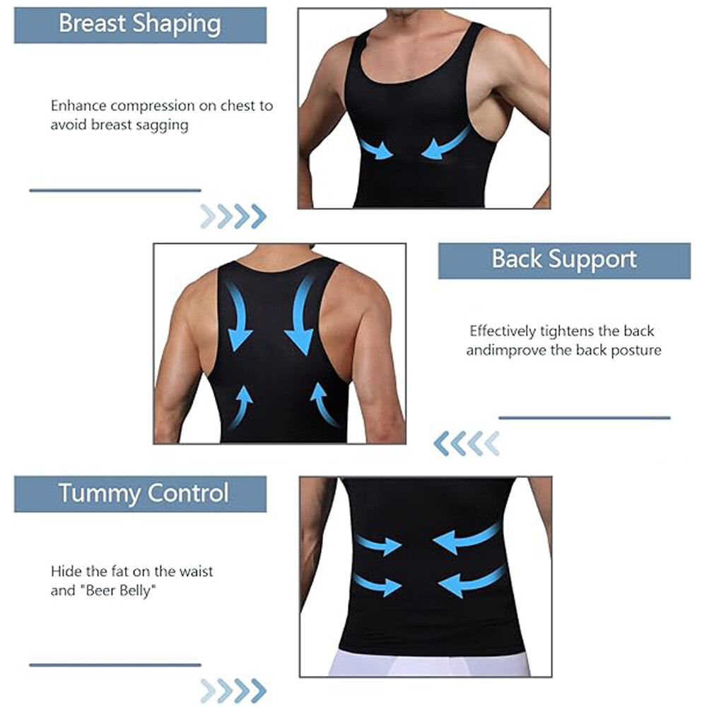 Mens Slim Shaper Body Vest Chest Belly Waist For Man Boobs Compression Tank Tops