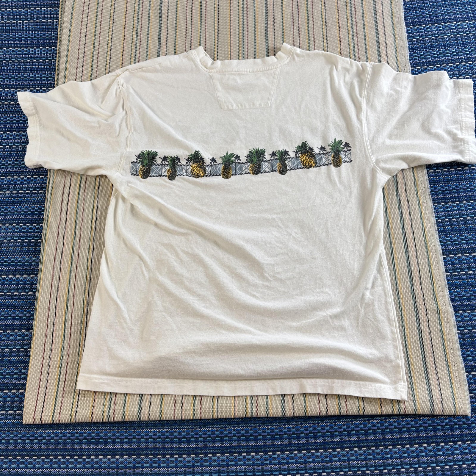Speedo Pineapple Shirt Mens Large White Tropical Graphic Beach Summer Tee