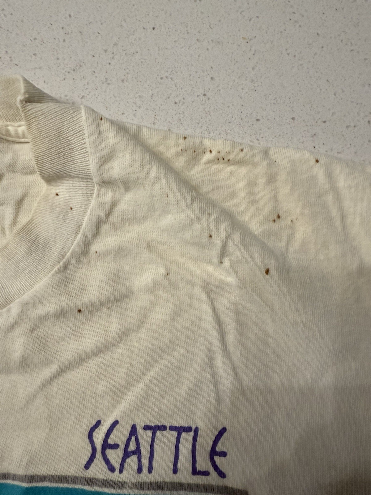 VTG 1989 Single-Stitch Made in USA SEATTLE Graphic T-Shirt Mens L White FOTL