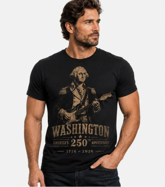George Washington Guitar Shirt, America 250th Anniversary Tee, Vintage