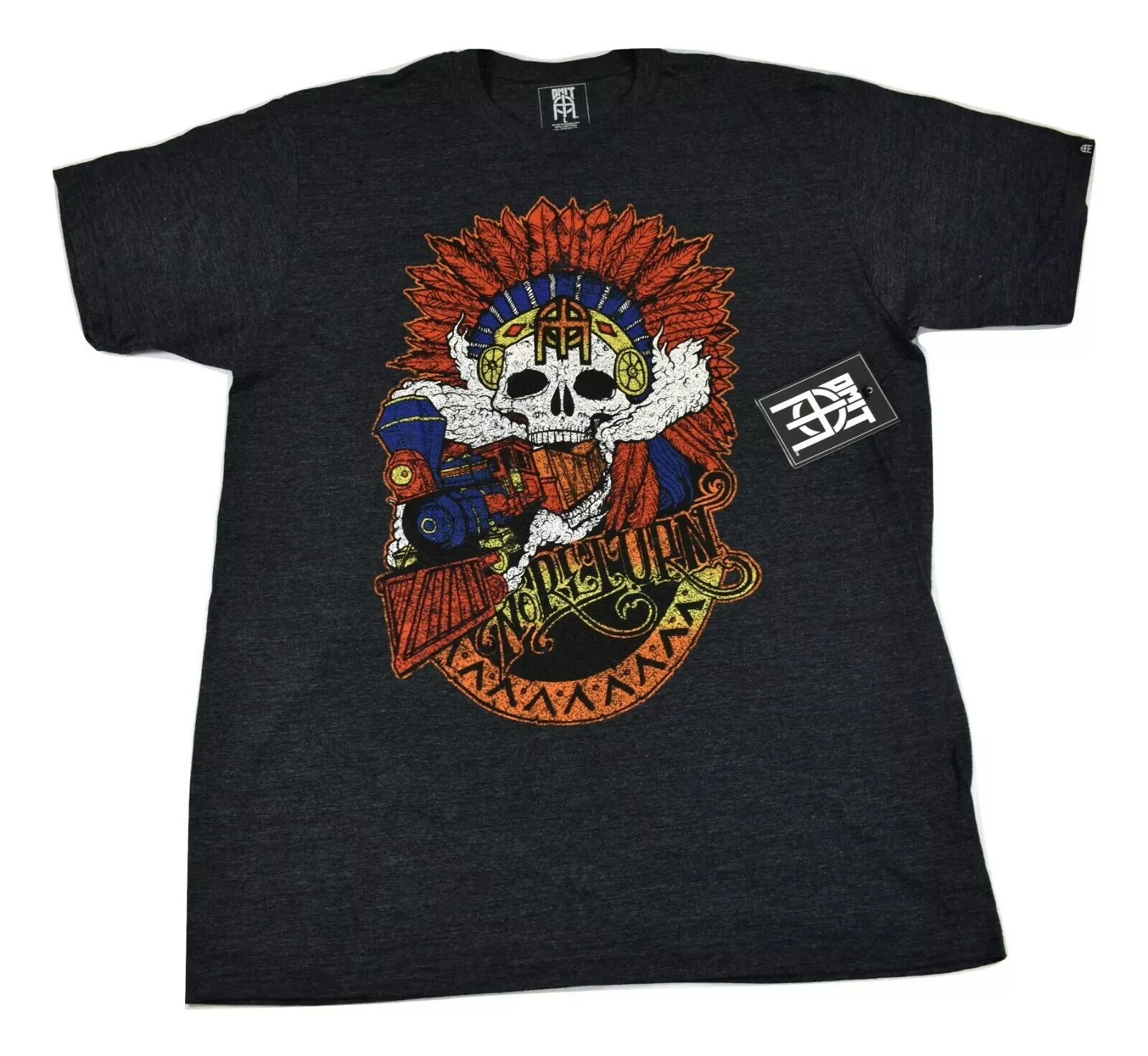 Omit Mens No Return Train Native Headdress Charcoal Heather Shirt New Large