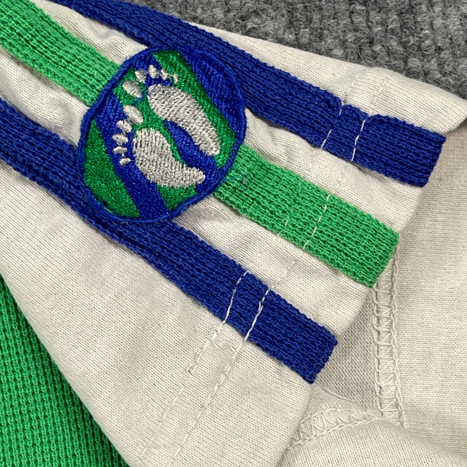 Vintage 80s Hang-Ten Waffle Knit Raglan Shirt TEENS XS 14×18 Green White