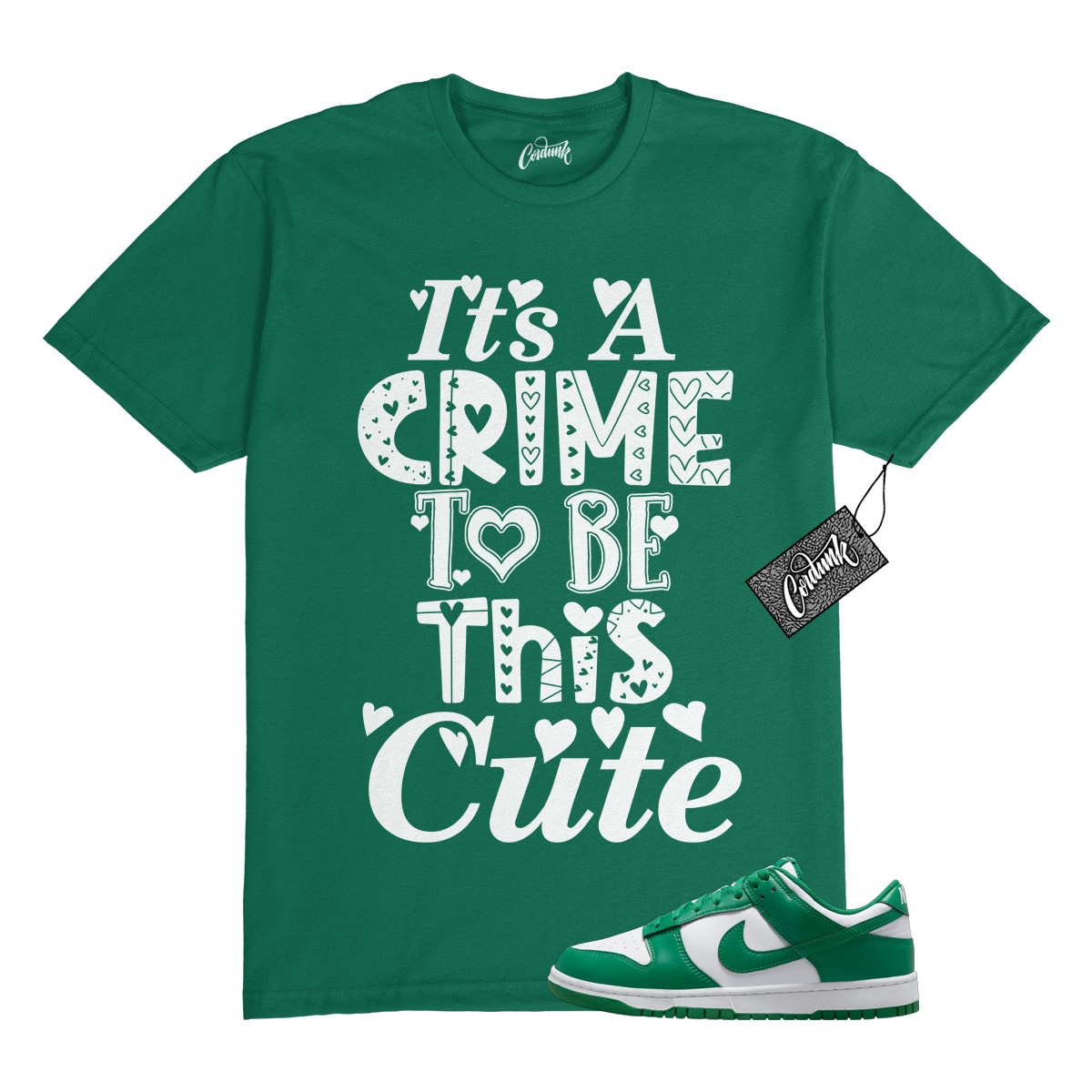 Dunk Malachite Green White Low T Shirt Match CC1