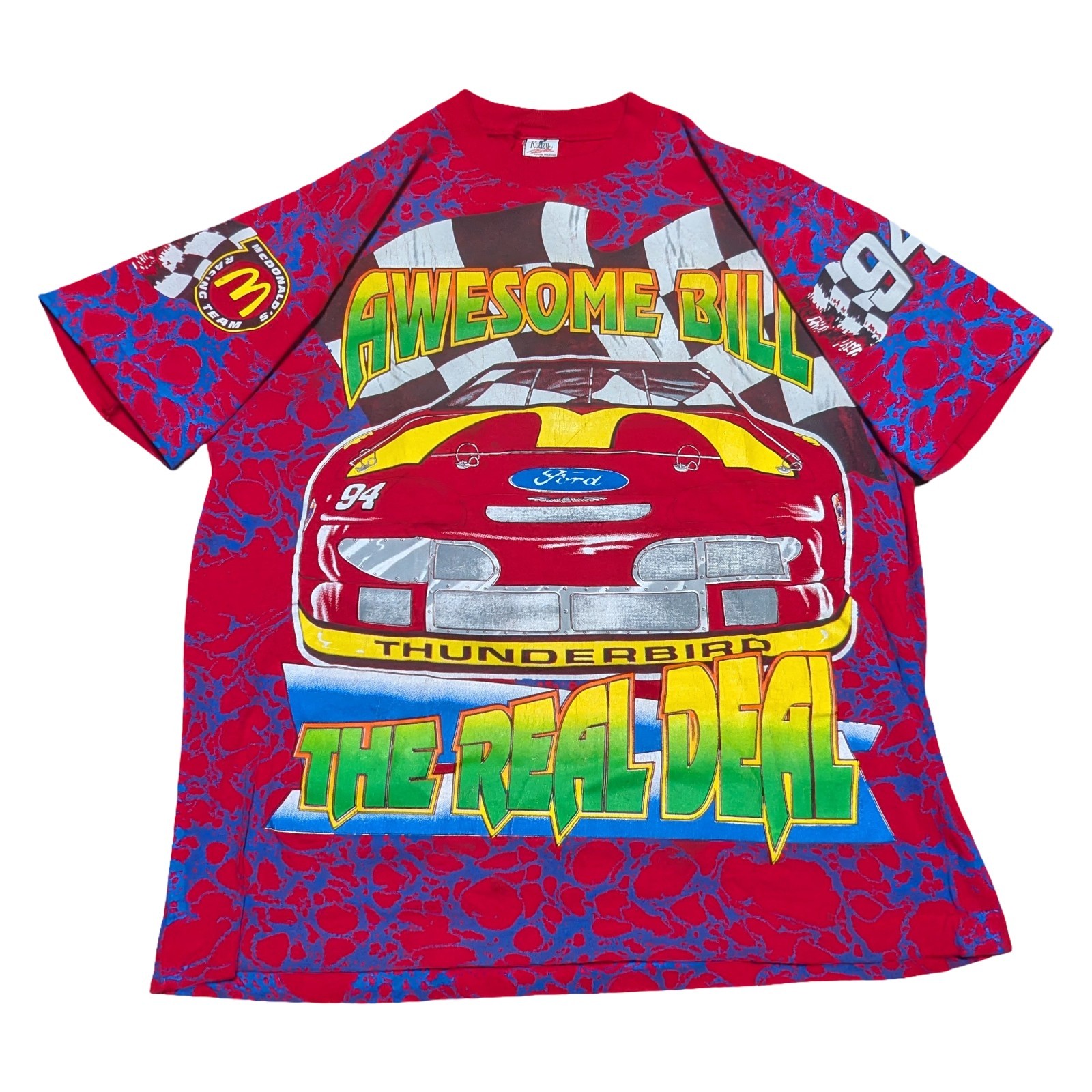 👀🔥 1995 Bill Elliot Awesome Bill The Real Deal Graphic Tee Single Stitch Sz XL
