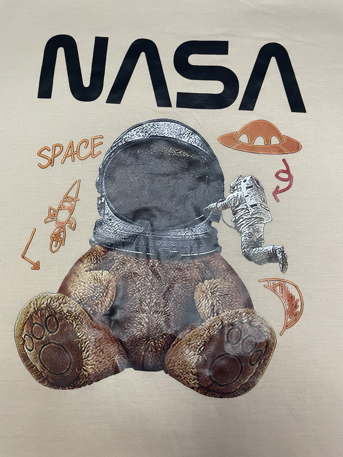 Romwe Men’s Beige NASA Space Graphic Crew Neck Tee Short Sleeve Sz XL