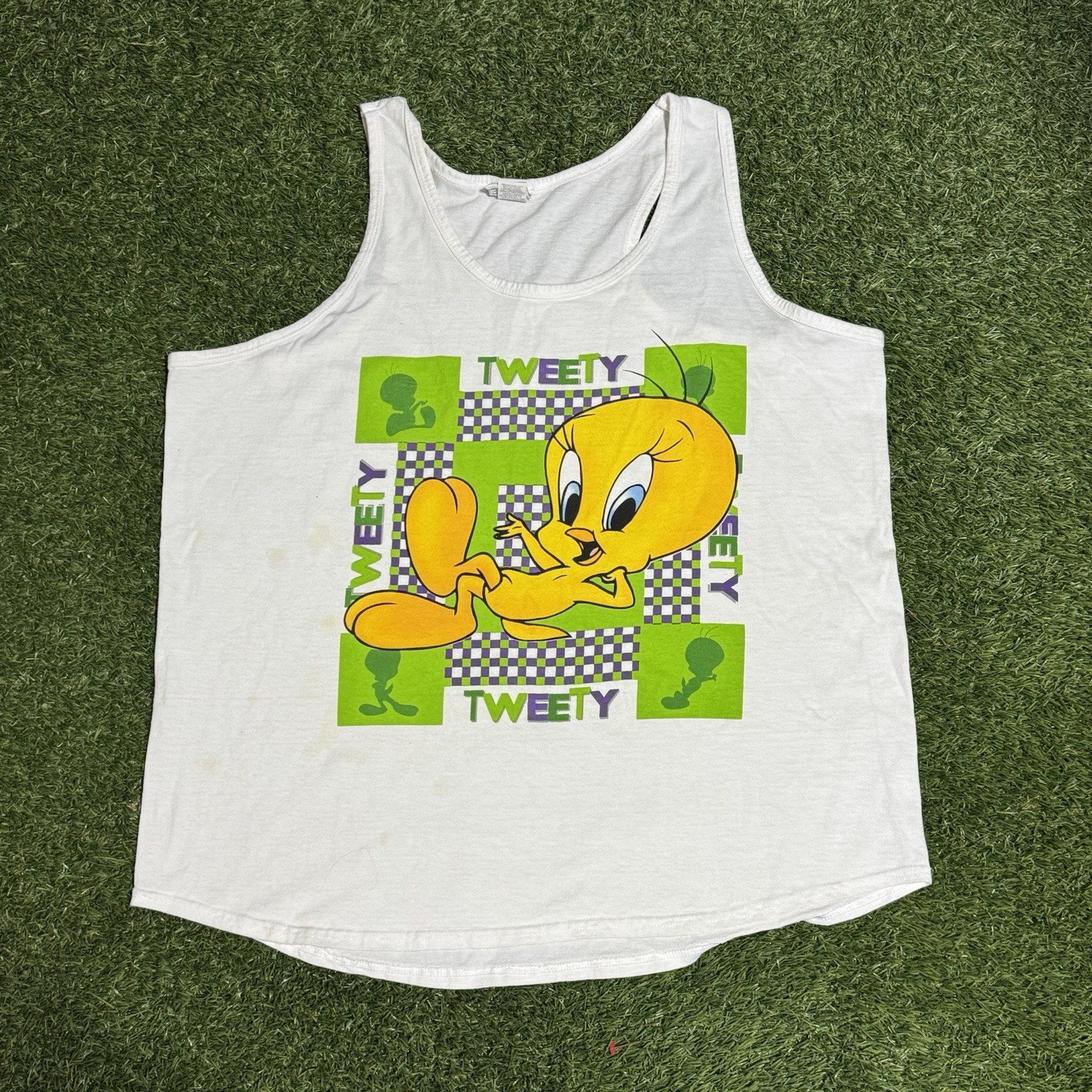 Tweety Bird Vtg Looney Tunes Y2K 3D Tank Top Sleeveless Cartoon T Shirt L/XL