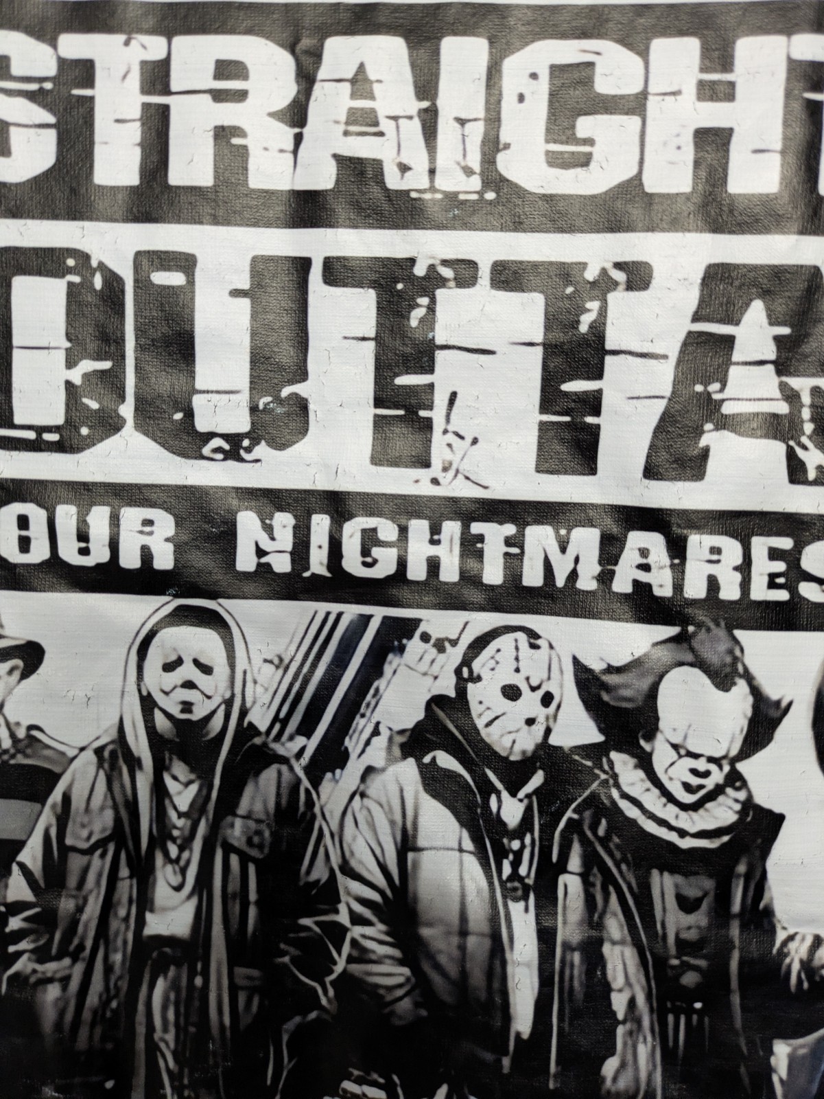Straight Outta Your Nightmares Horror Movie Graphic Tee Black Large Halloween