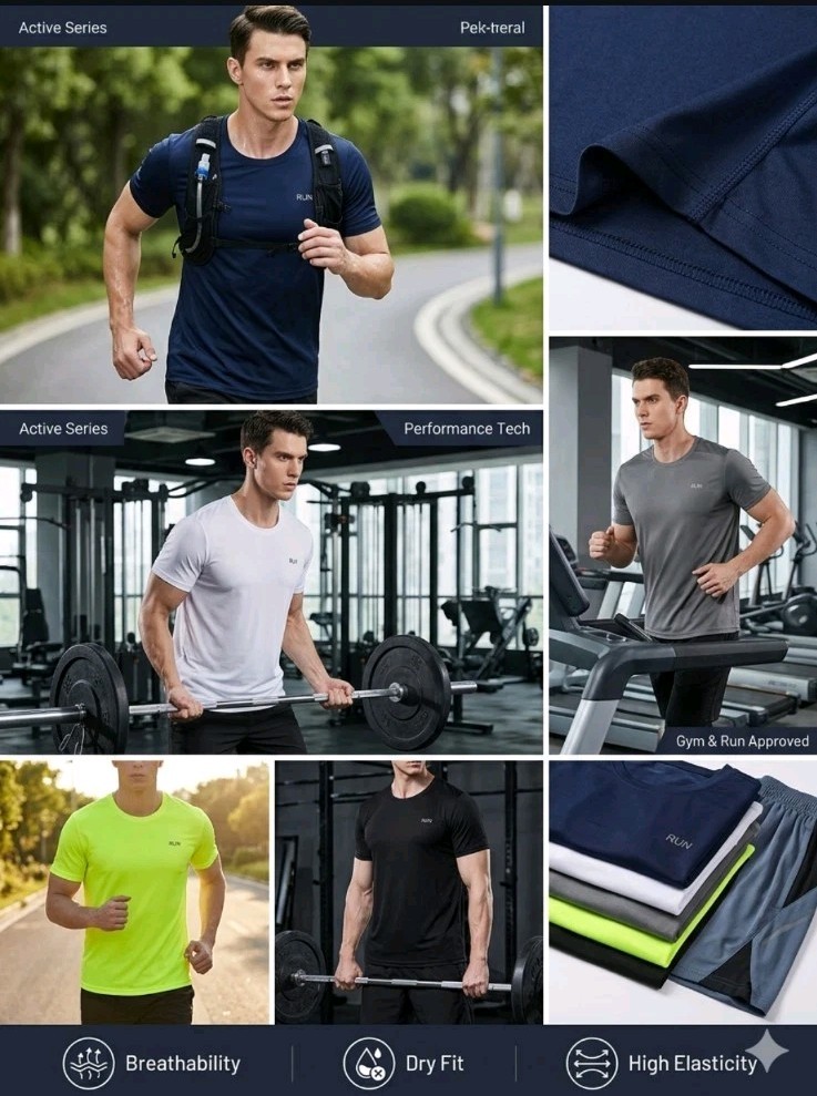 Unisex Atheltic Cut, Training Shirt Breathable Elastic Fitness Gym T Shirt