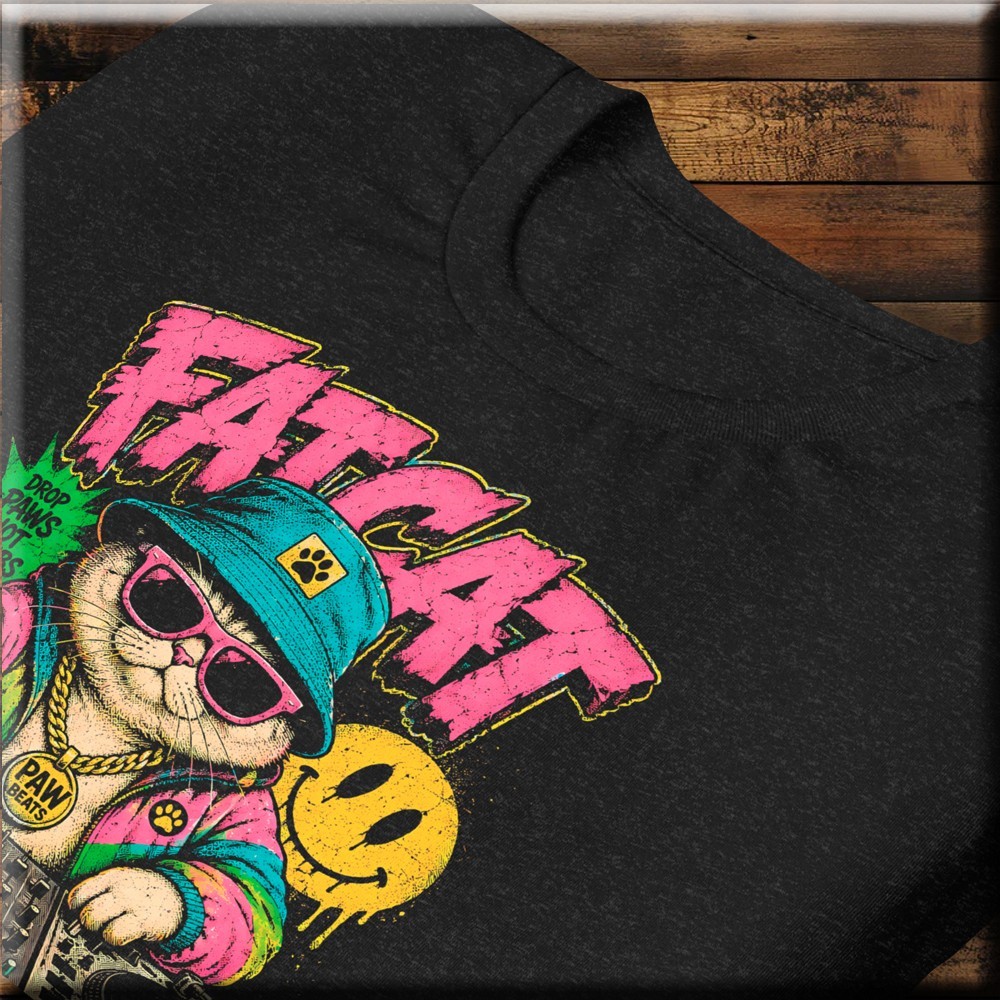 Fat Cat – Where the Fur Drops – Urban Streetwear Funny Animal Satire Tee