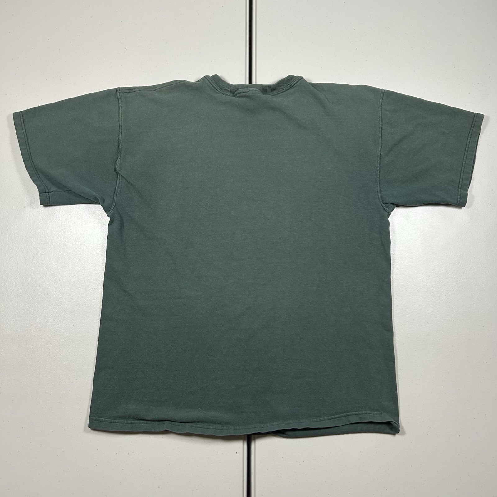 Vintage Champion Shirt Blank Green Logo Graphic Men’s Large Sun Faded Streetwear