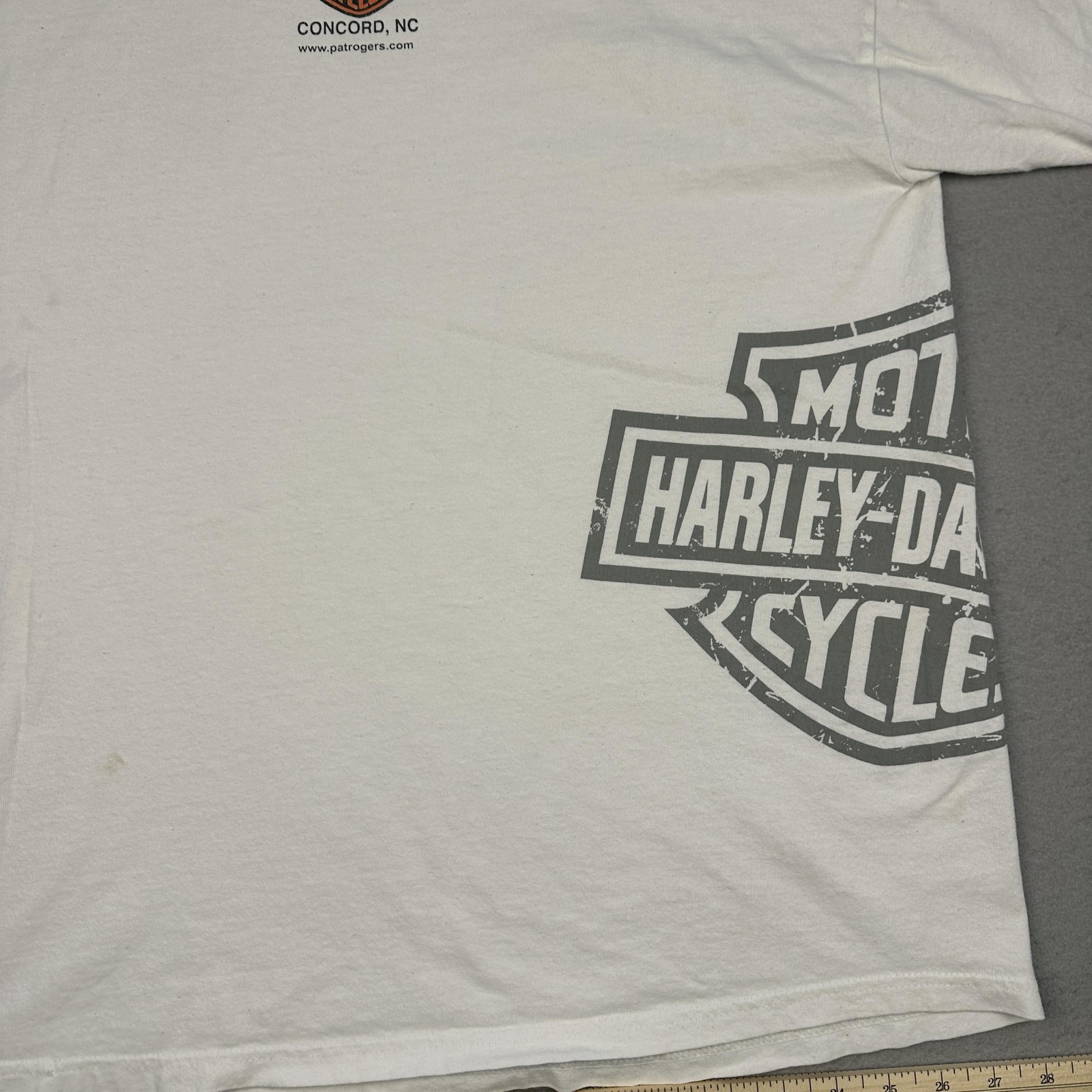 Harley Davidson Speedway Shirt Mens Large White Pat Rogers Concord NC Logo