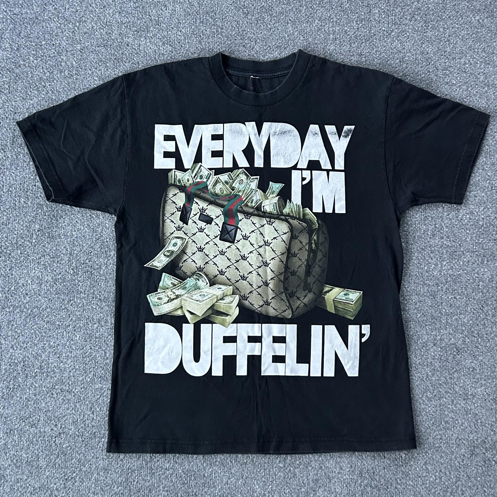 Mafioso Shirt Mens Large Black Everyday I’m Duffelin’ Money Bag Graphic Tee