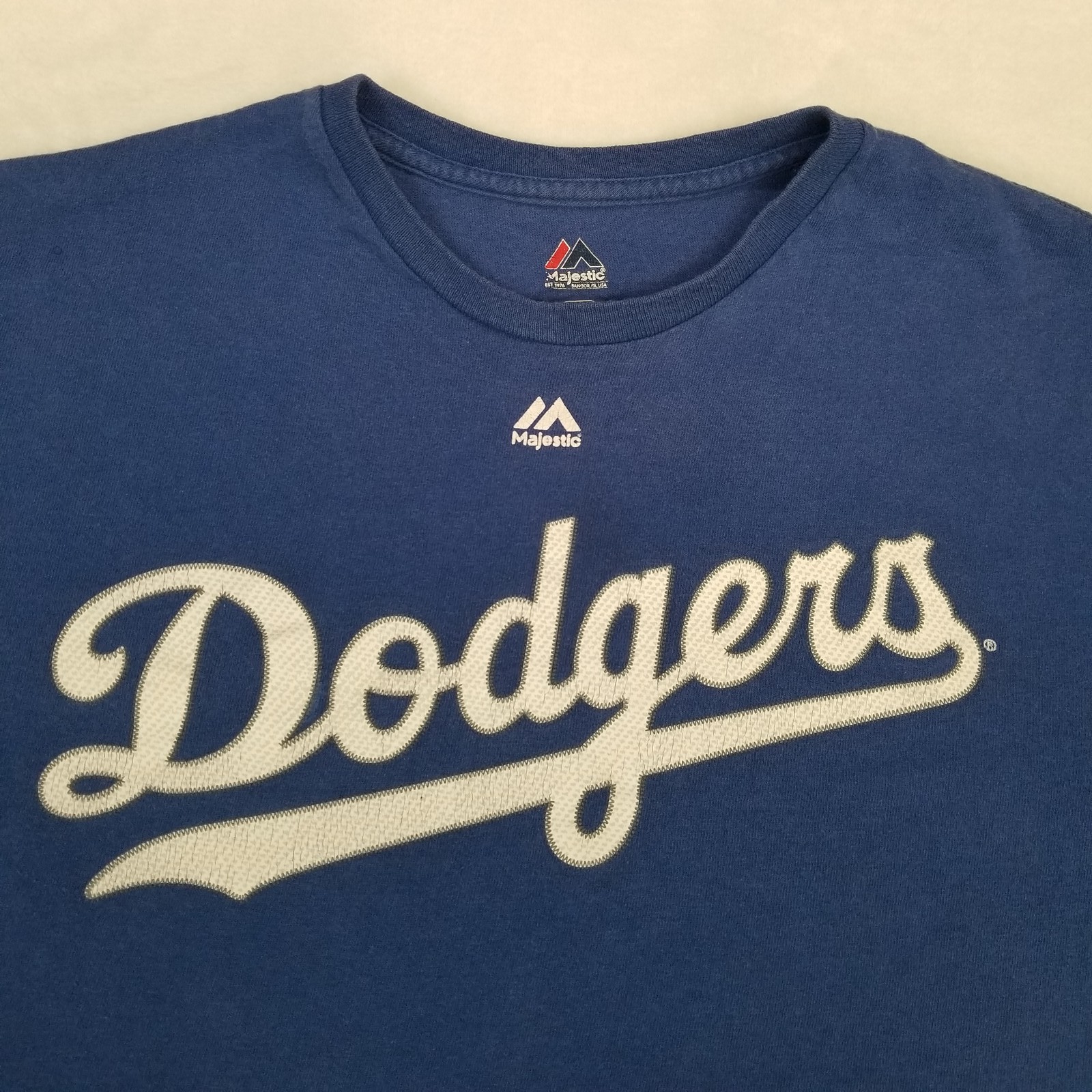 Majestic Los Angeles Dodgers Script Shirt Men’s Size Medium Blue Baseball Casual