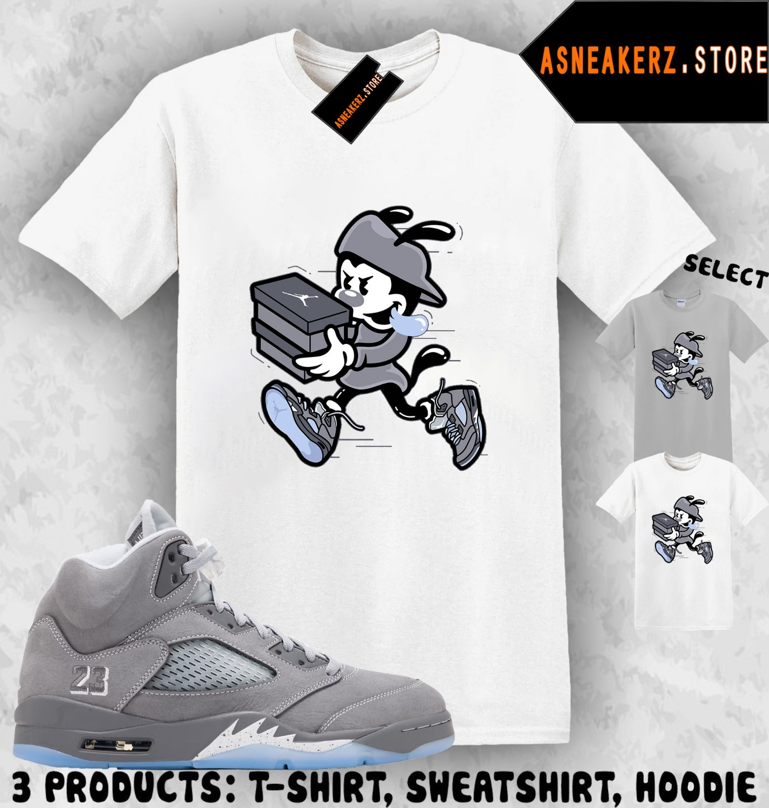 Tee Shirt Matching AJ 5 Wolf Grey 2026 To Match Sneaker Double Up Wakko T-Shirt