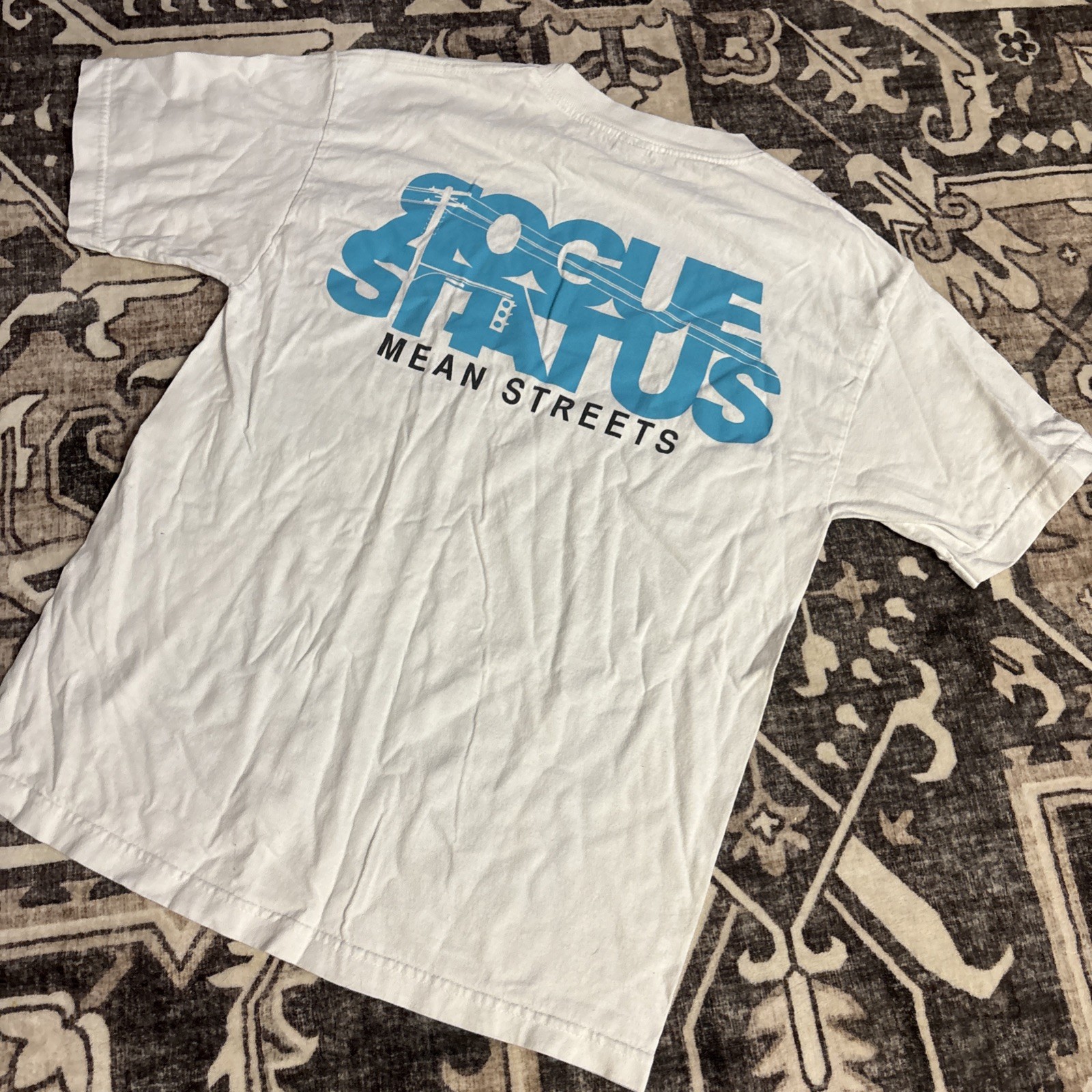 White Y2K Rogue Status Mean Street Short-sleeve T-shirt Size Medium