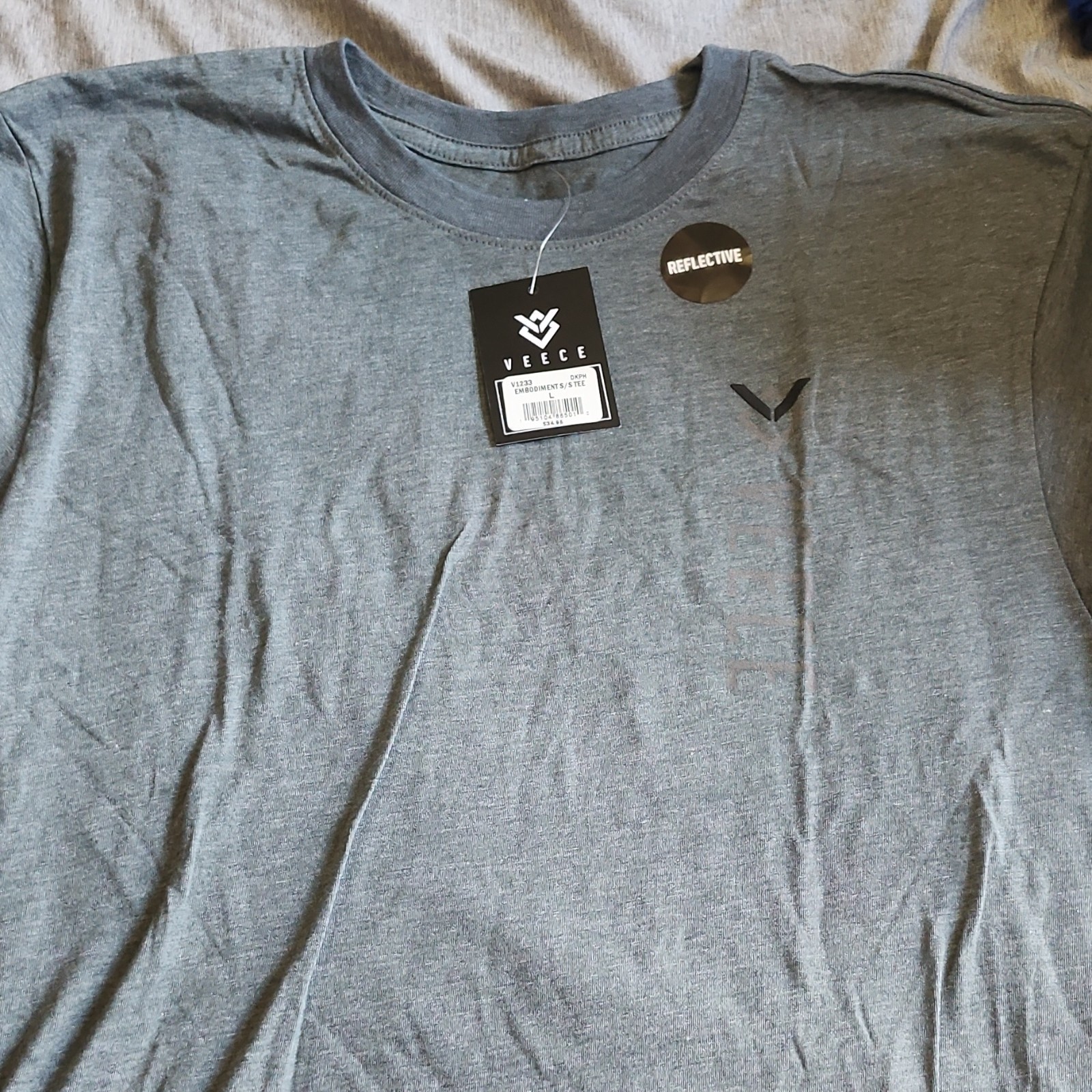 Veece Embodiment S/S Tee Men’s Gray Reflective Logo Graphic Crew Neck Tee L