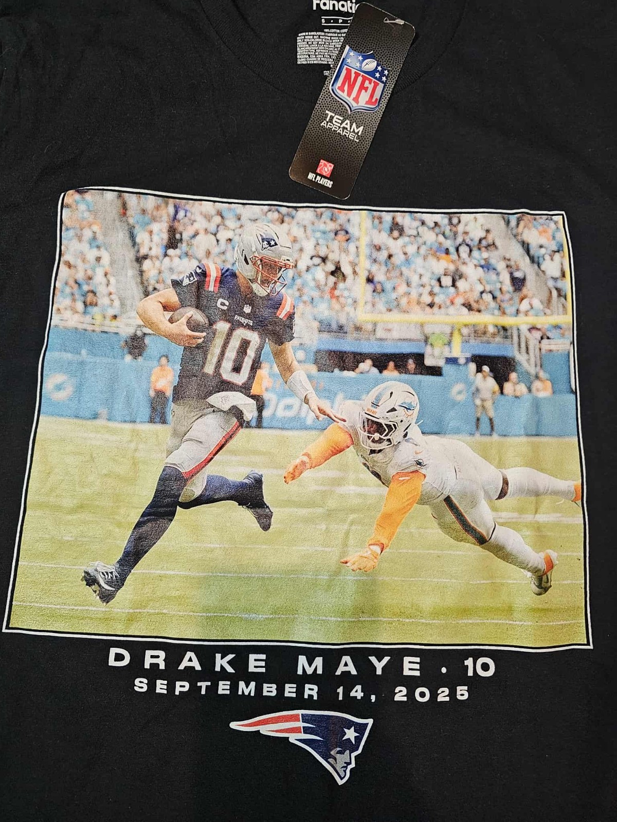 Drake Maye New England Patriots Black NFL Flashback Week 2 T-Shirt – Small